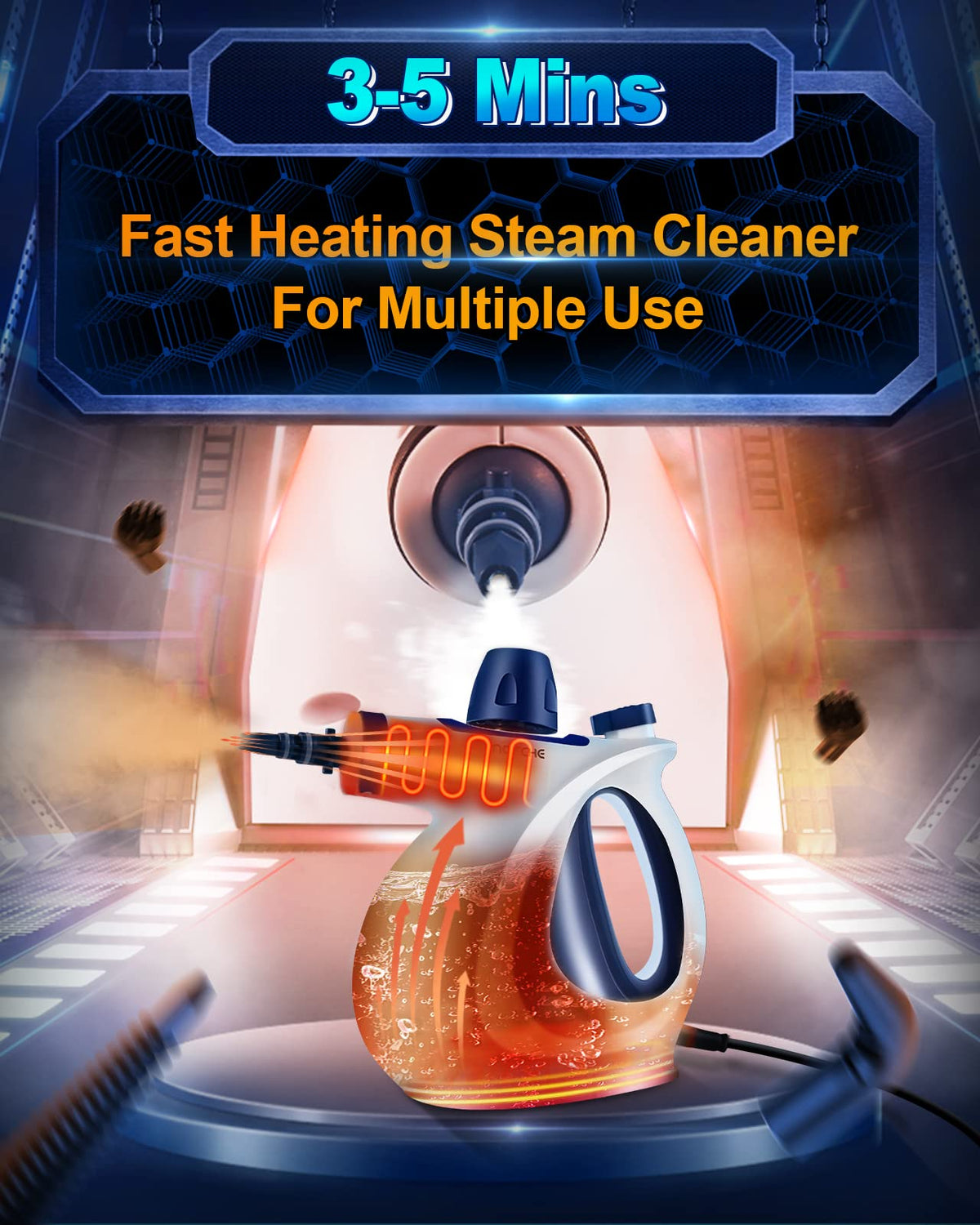 Handheld Pressurized Steam Cleaner with 11