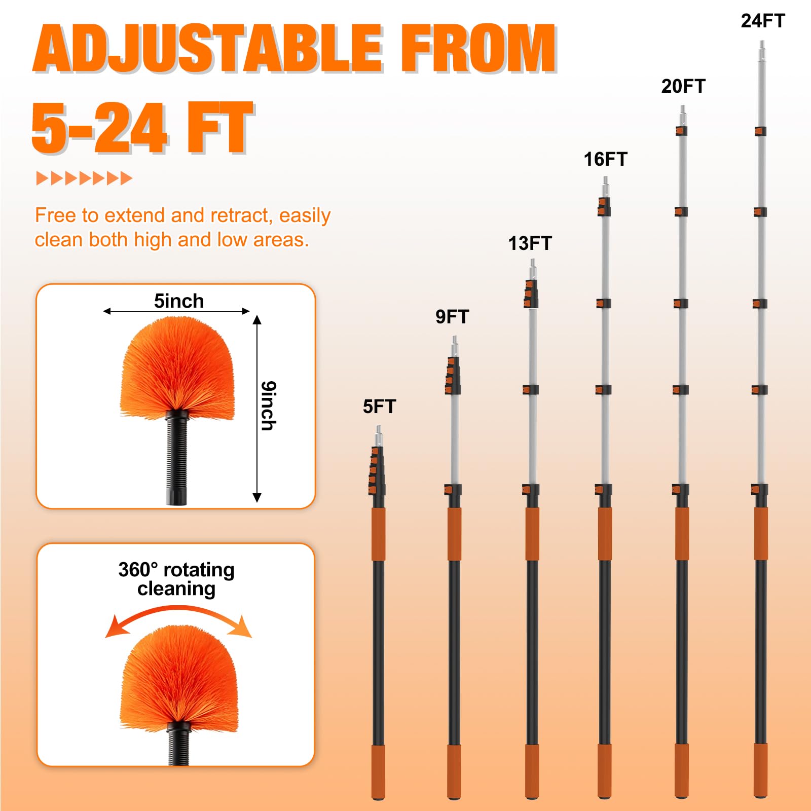 24FT Cobweb Duster with Extension Pole