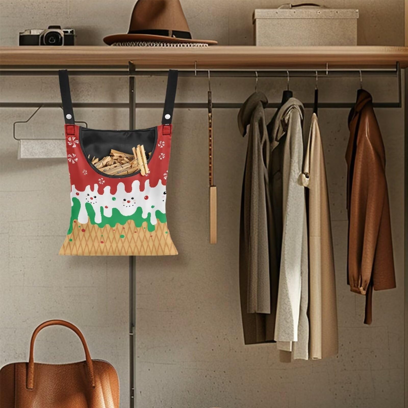 Christmas Ice Cream Clothespin Tote Bag