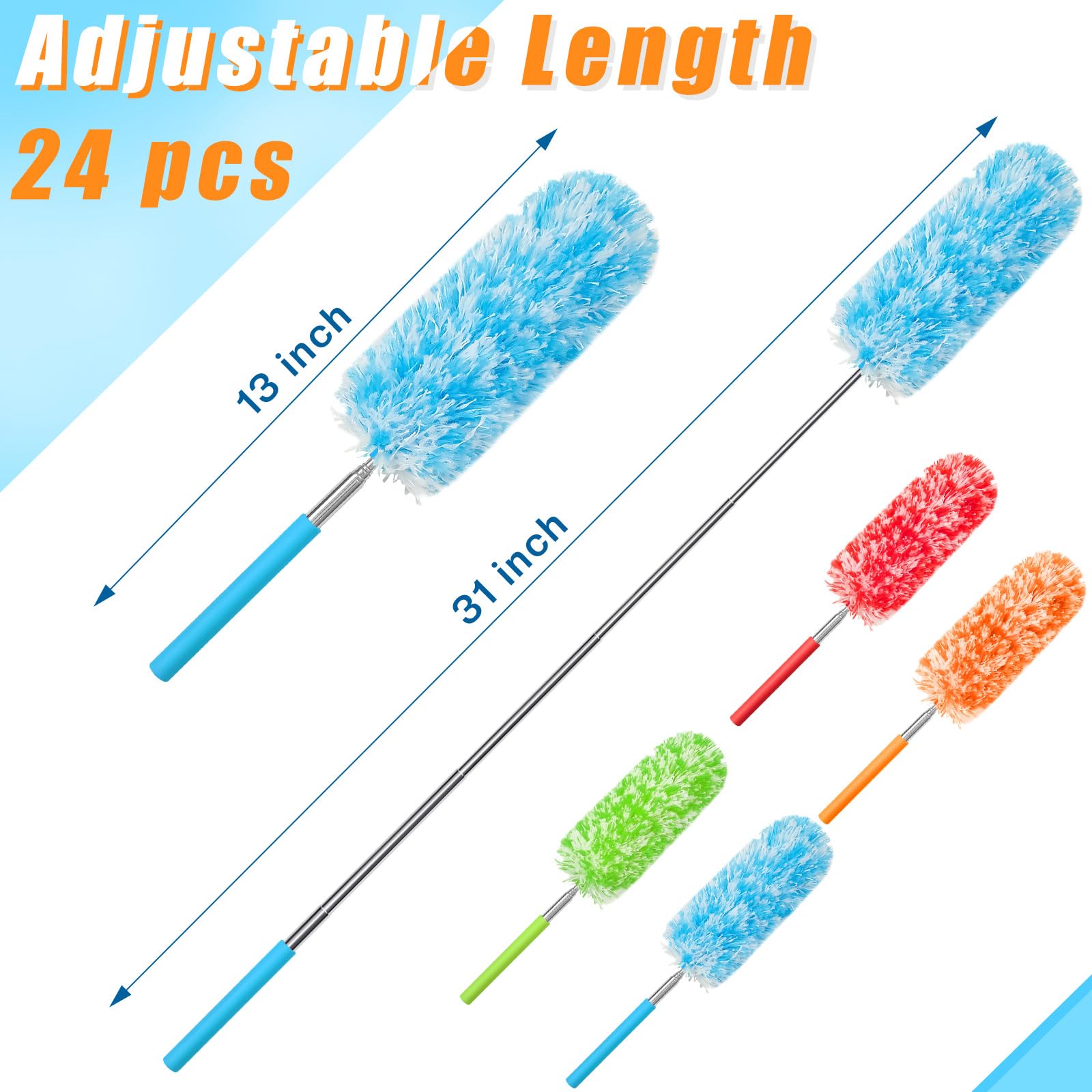 24 Pcs Microfiber Feather Duster for Cleaning