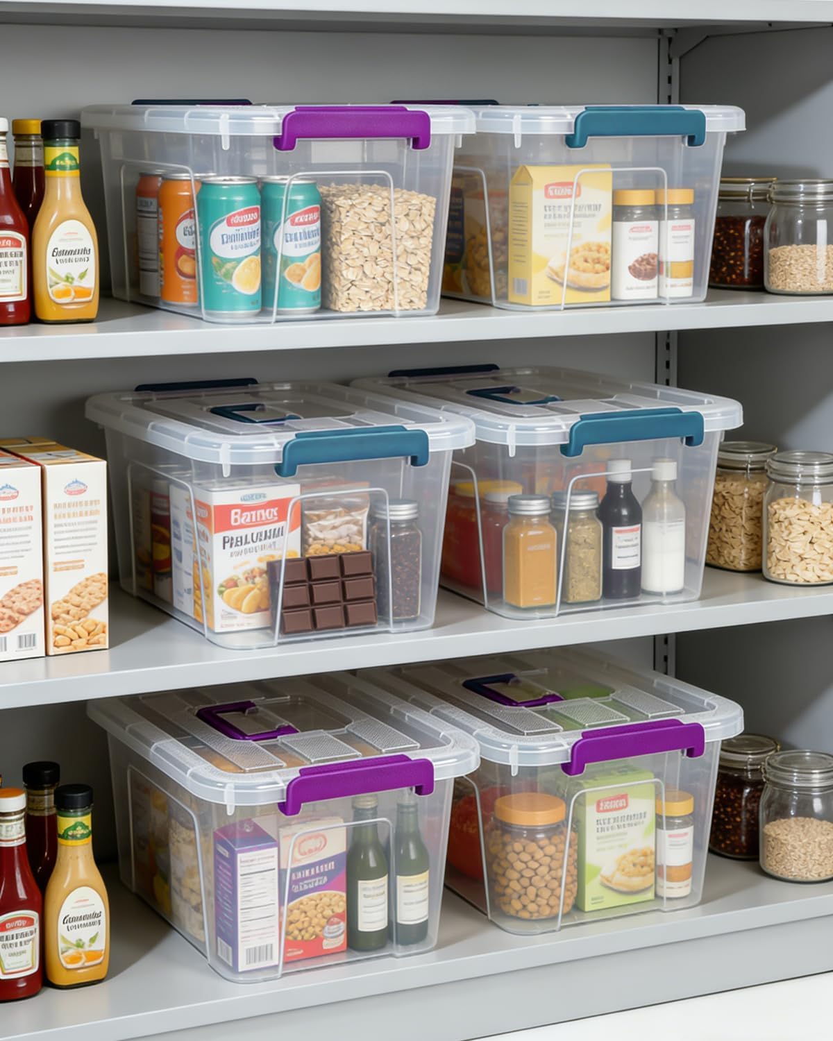 Plastic Storage Bins with Lids 6 Pack (6 Count)