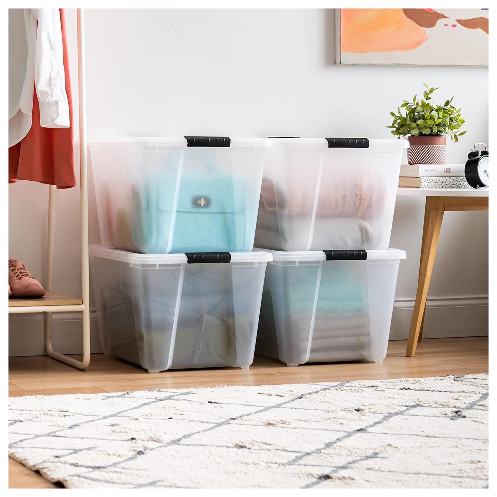 54 Qt Stackable Plastic Storage Bins with Lids (8 Count)