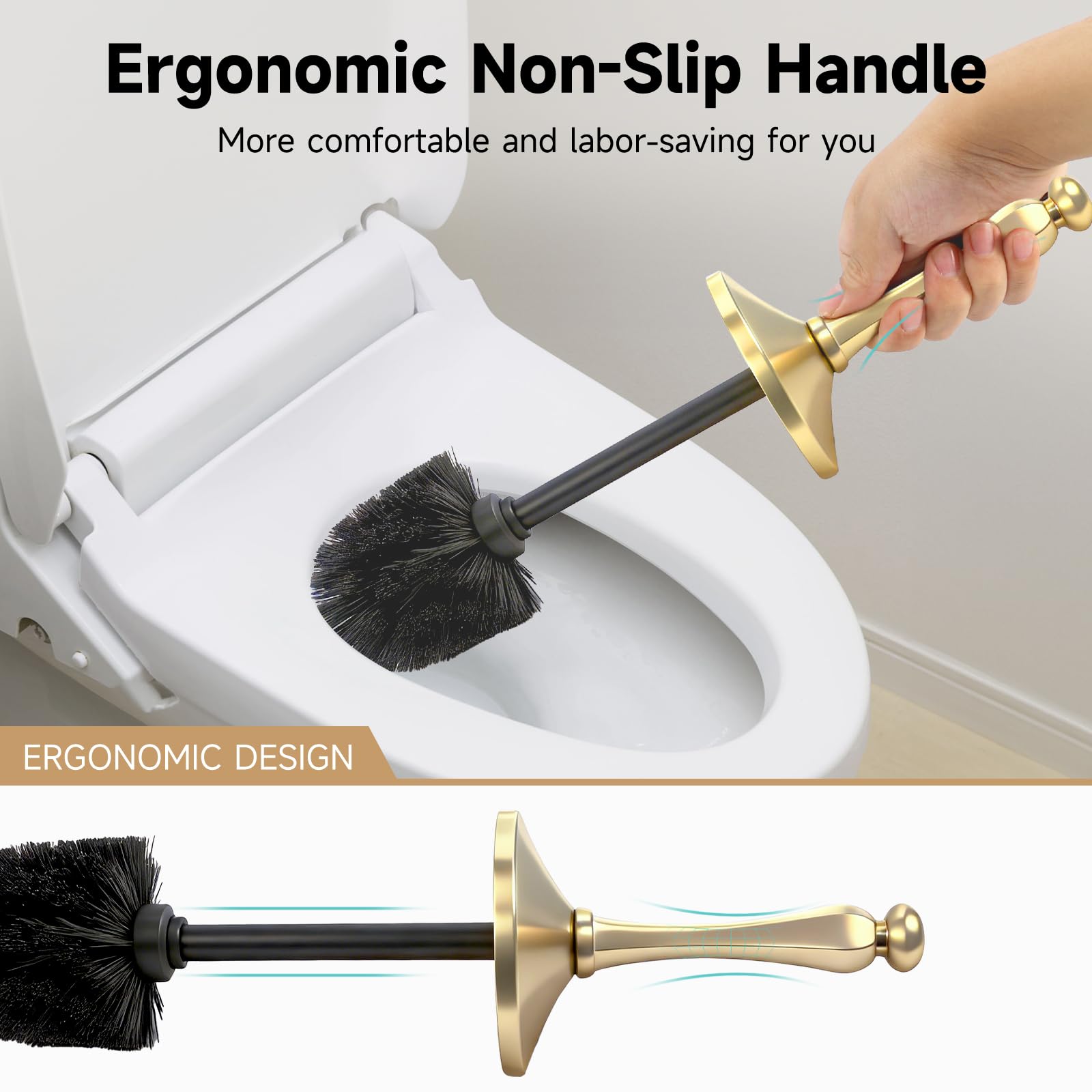 Brushed Gold Toilet Brush and Holder