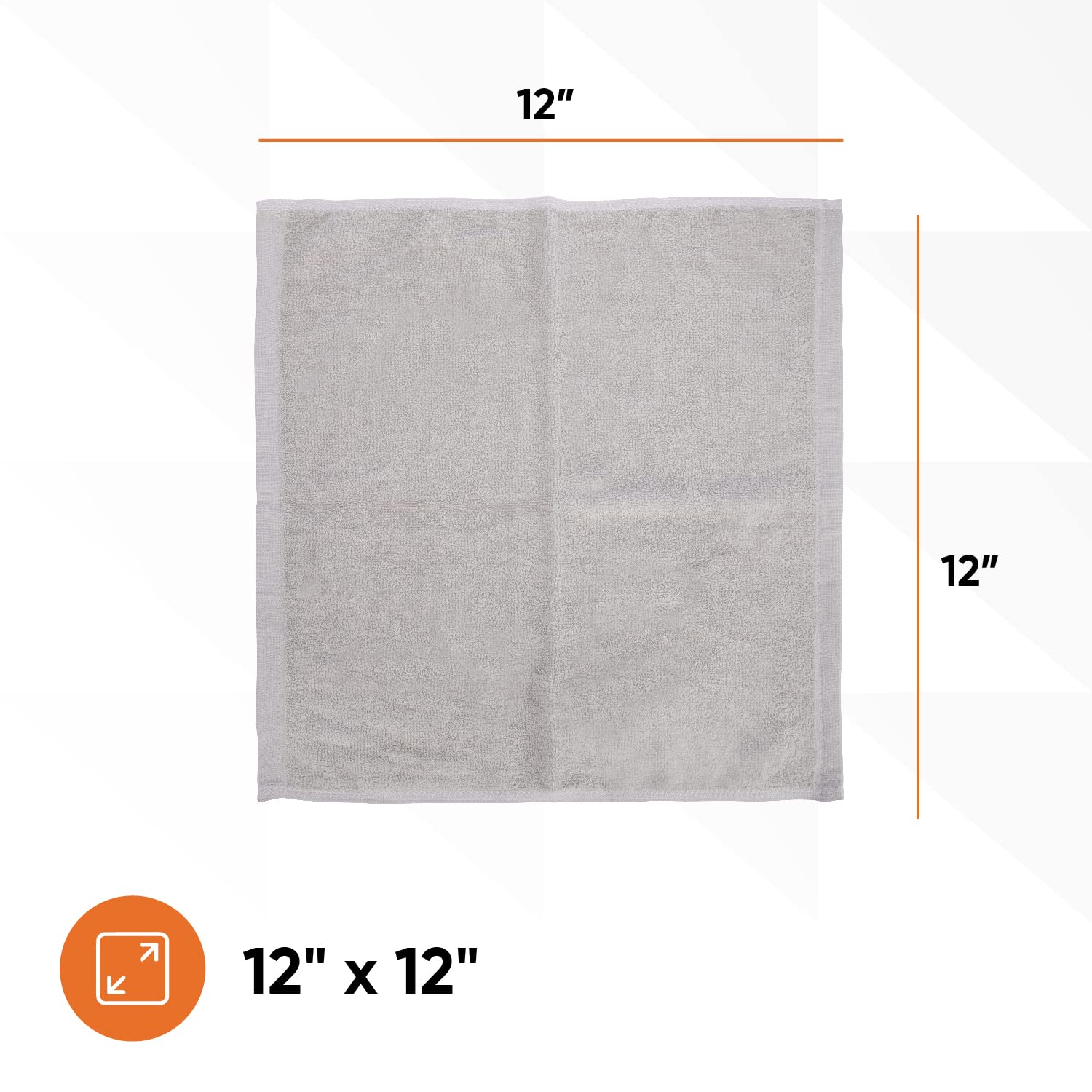 Cotton Terry Washcloths Grey Towels 100% Cotton Cleaning Cloth Rags Wash Clothes for Body and Face (48 Count)