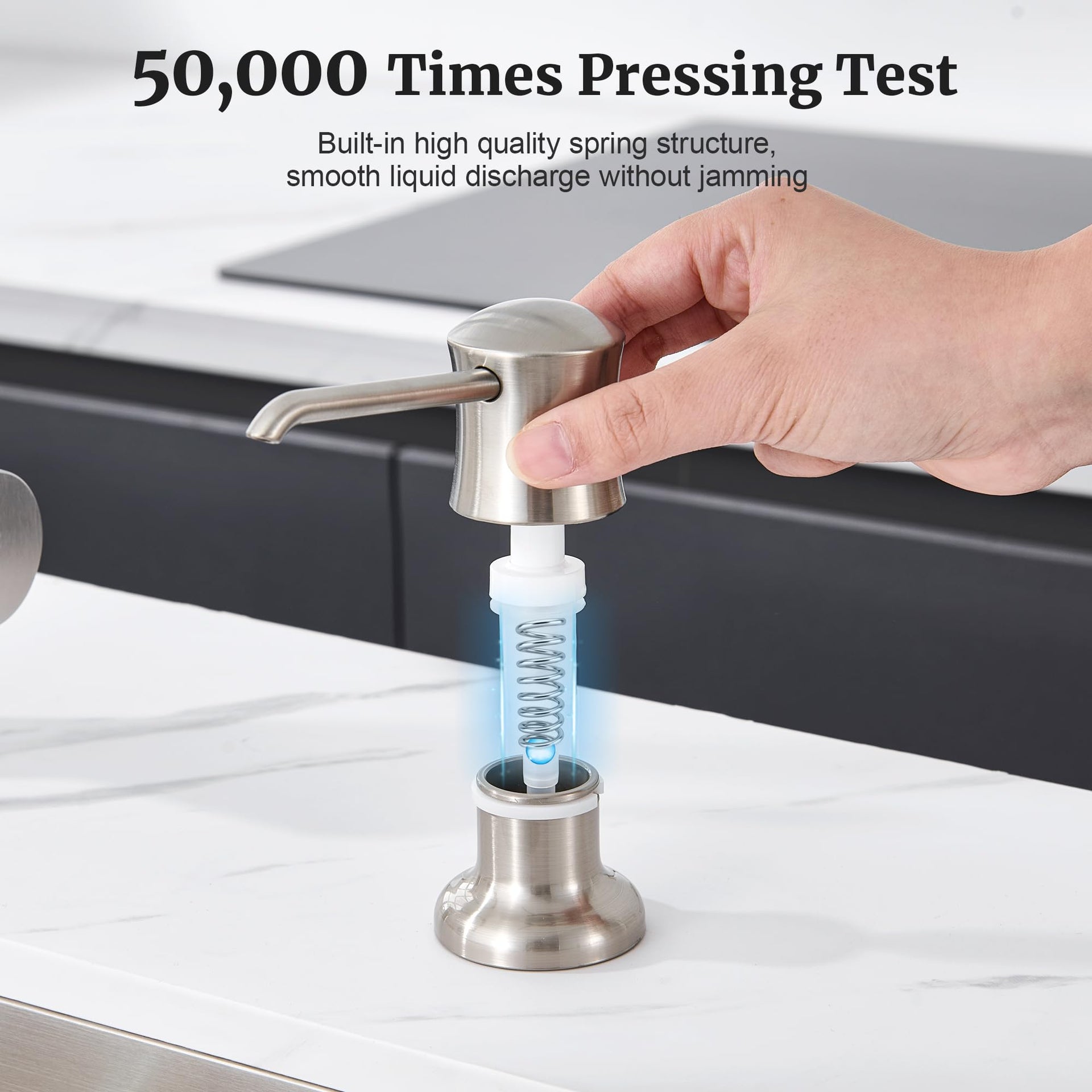 Sink Soap Dispenser for Kitchen Sink Brushed Nickel Upgrade with 40" Silicone Extension Tube Kit