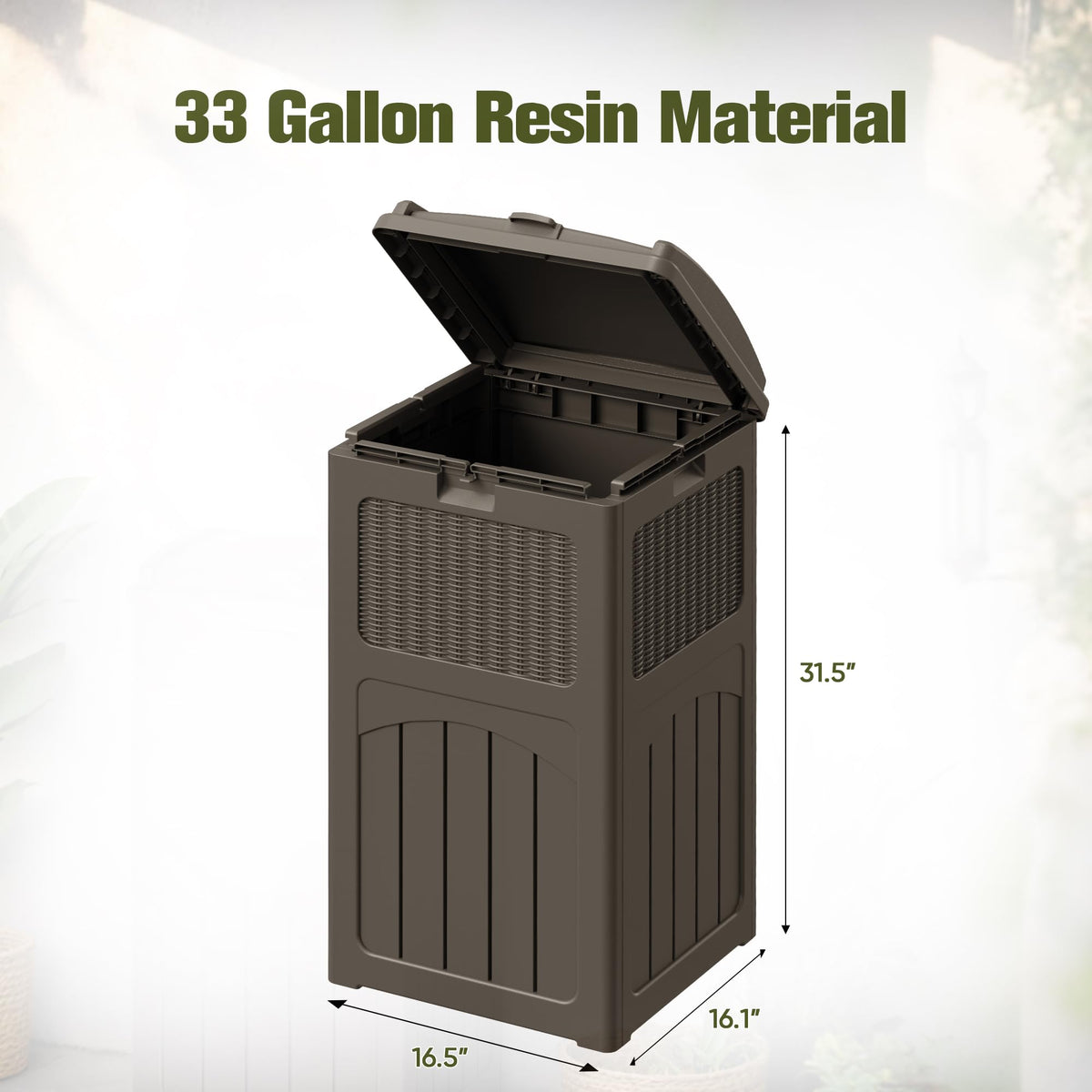 33 Gallon Outdoor Trash Can with Dual Lid (2 Count)