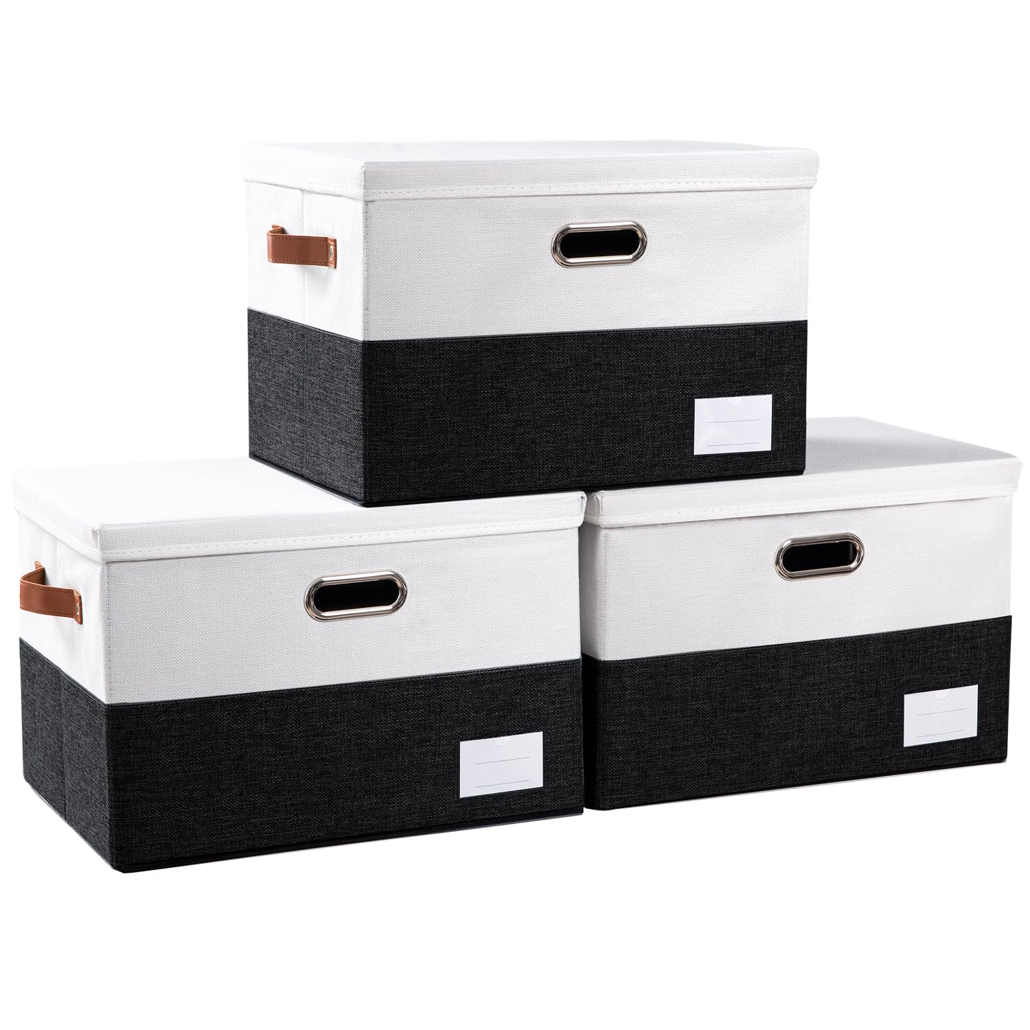 Foldable Storage Bins with Lids [3 (3 Count)