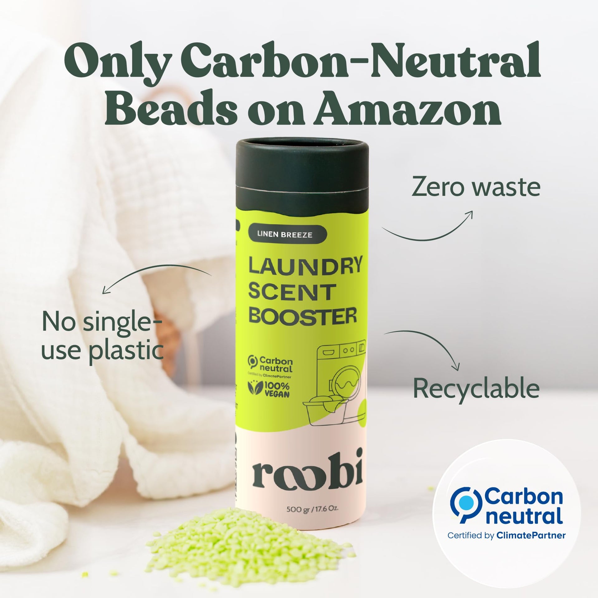Sustainable Laundry Scent Booster Beads. Linen Breeze Fragrance (17.6 Ounce)