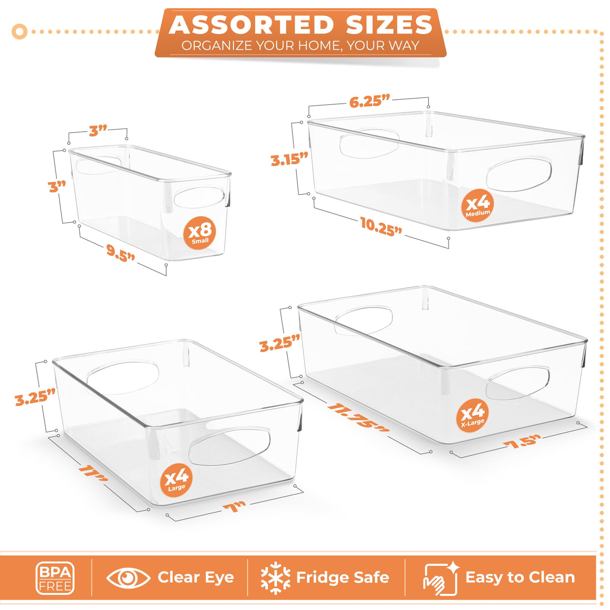Clear Plastic Storage Bins for Organizing (20 Count)