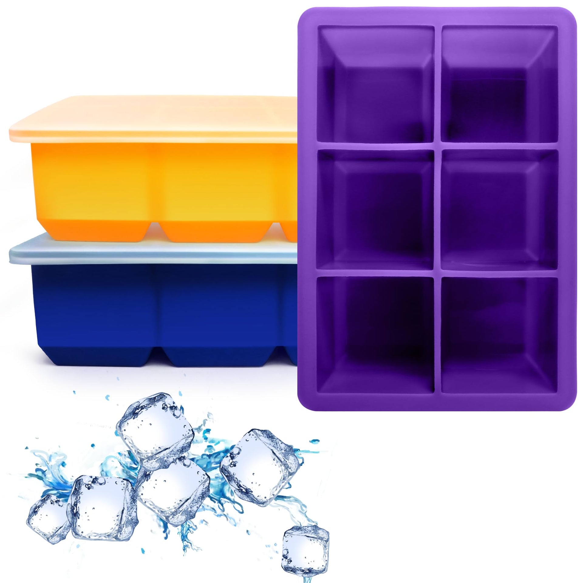 Silicone Ice Cube Trays 3 Pack (3 Count)