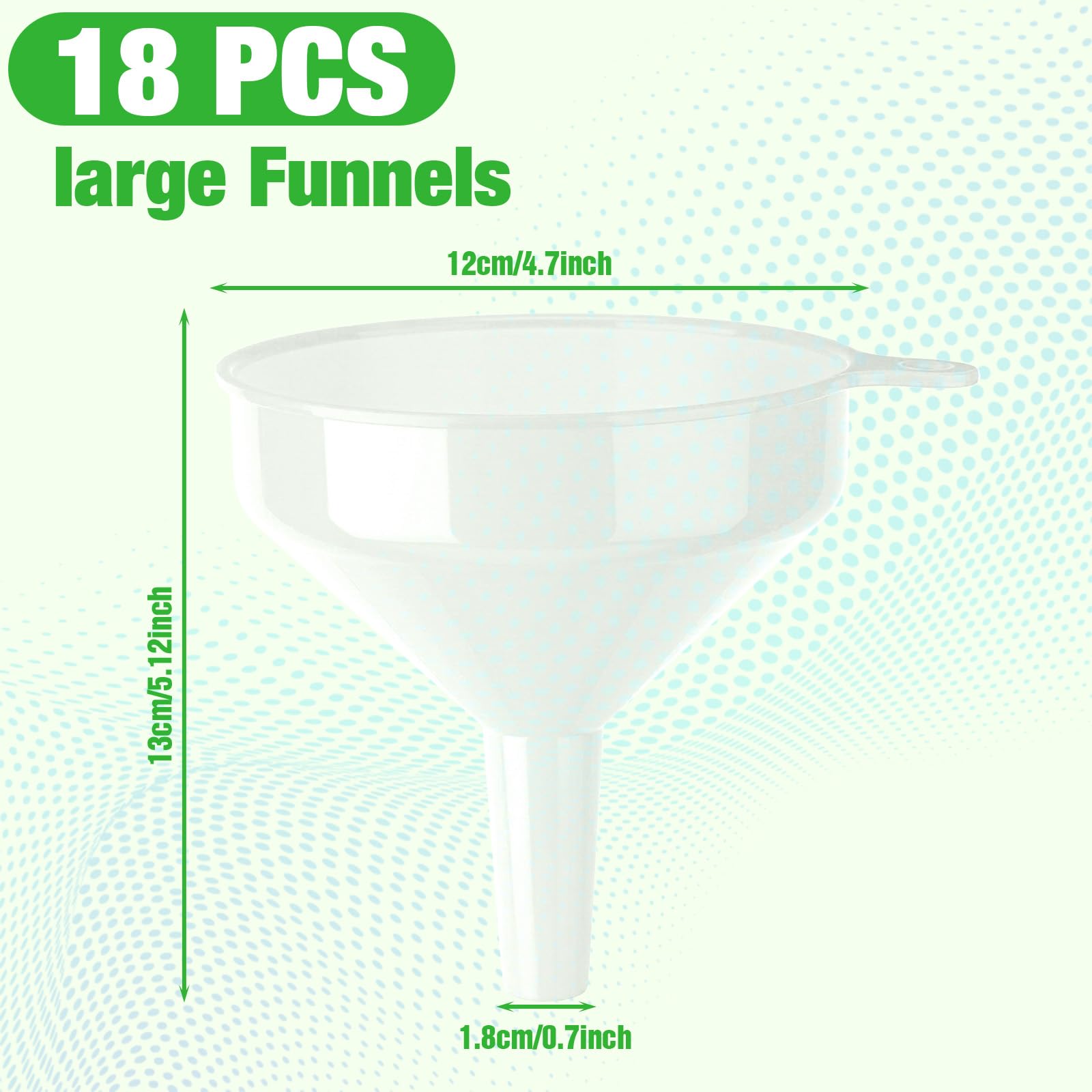 18 Pcs Plastic Funnels 4.7 Inch Wide Mouth Multi (18 Count)