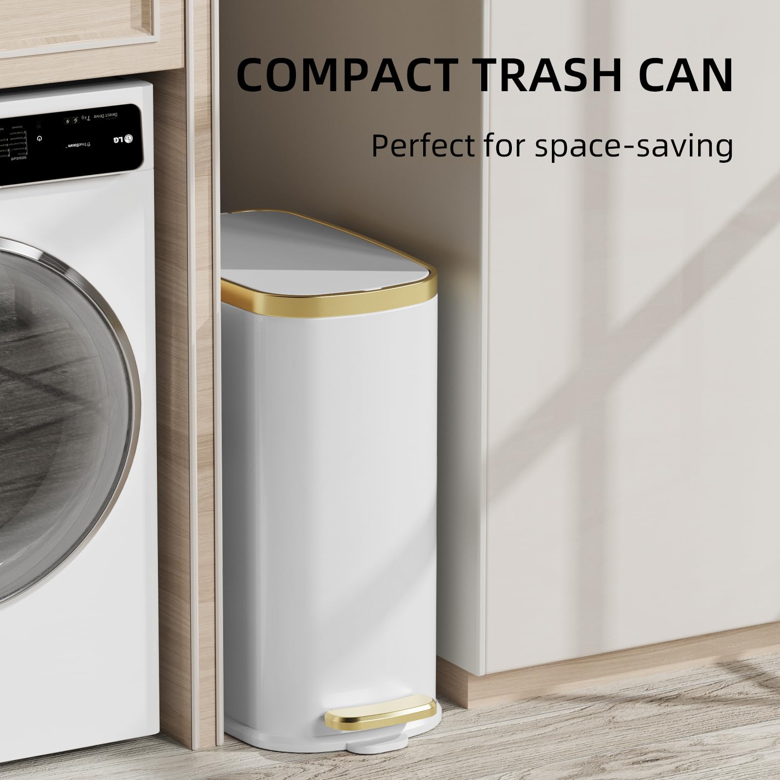 Small Bathroom Trash Can with Lid Soft Close
