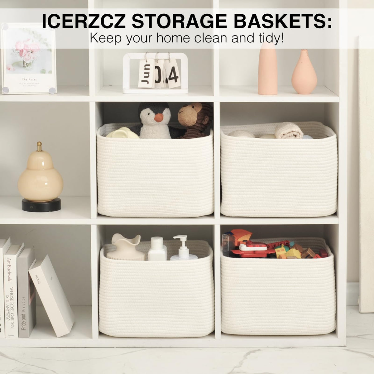 Storage Baskets for Organizing & Shelves (4 Count)