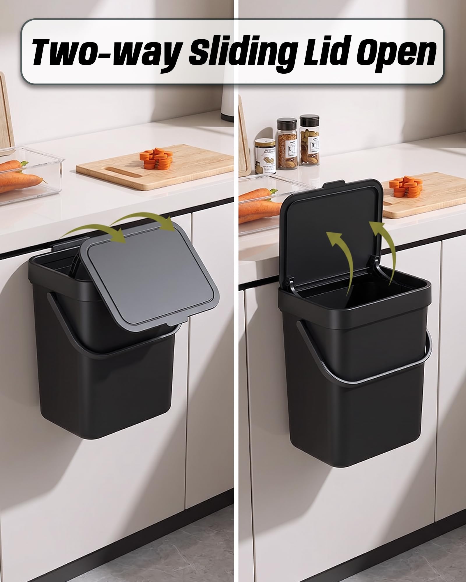 3.2 Gal Hanging Trash Can with Slide Lid