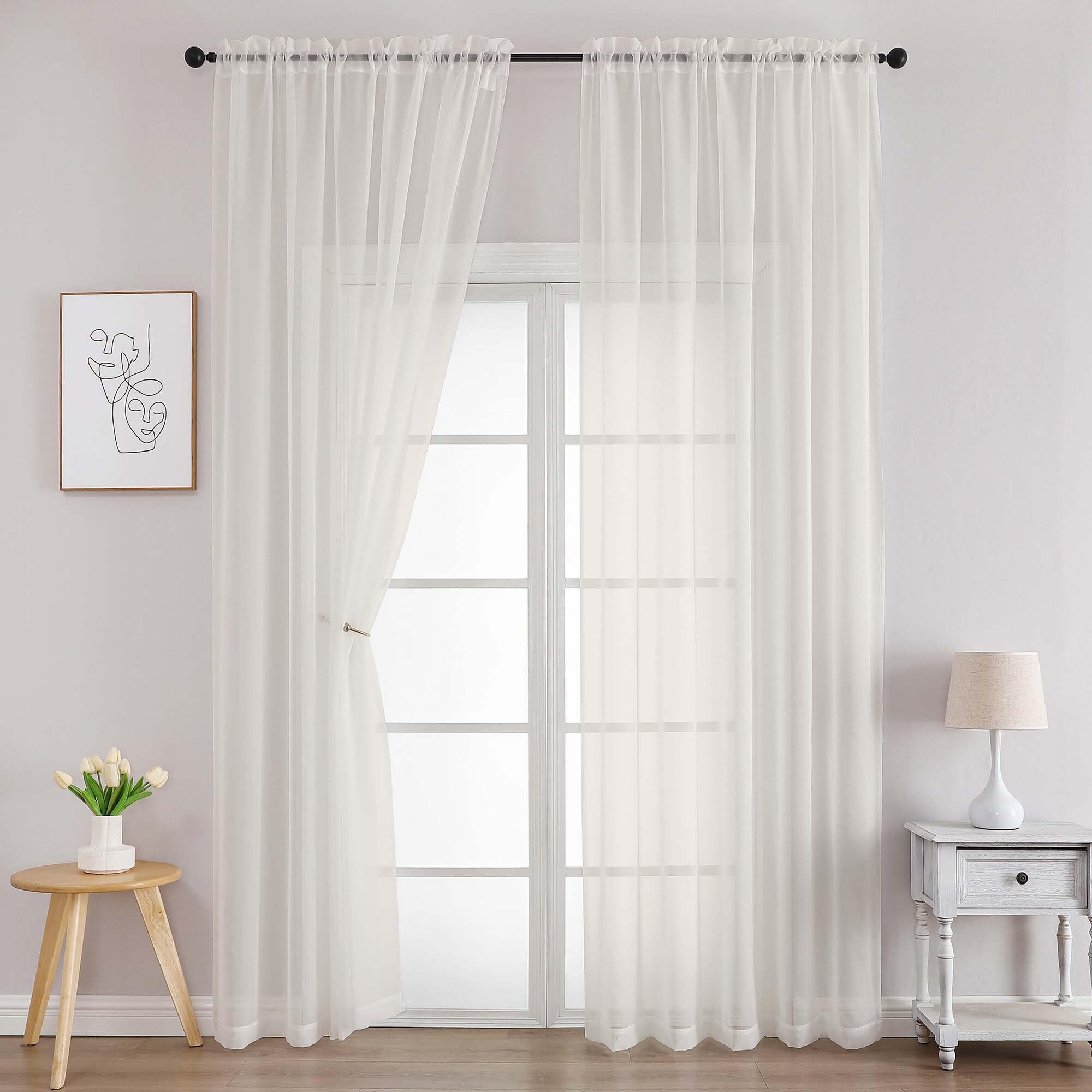Ivory Sheer Curtains 96 Inches Long 2 Panels
