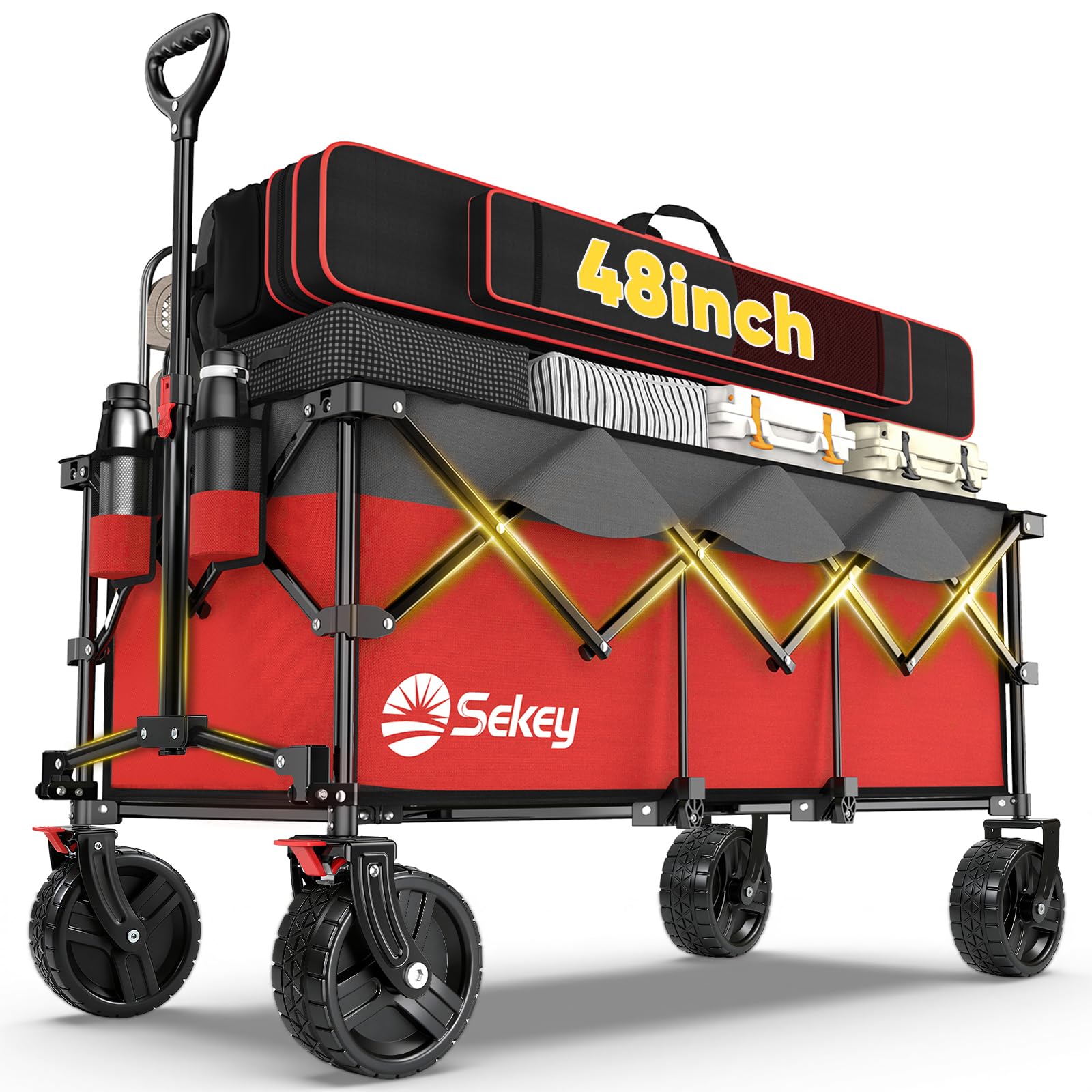 48''L Collapsible Foldable Extended Wagon with 660lbs Weight Capacity