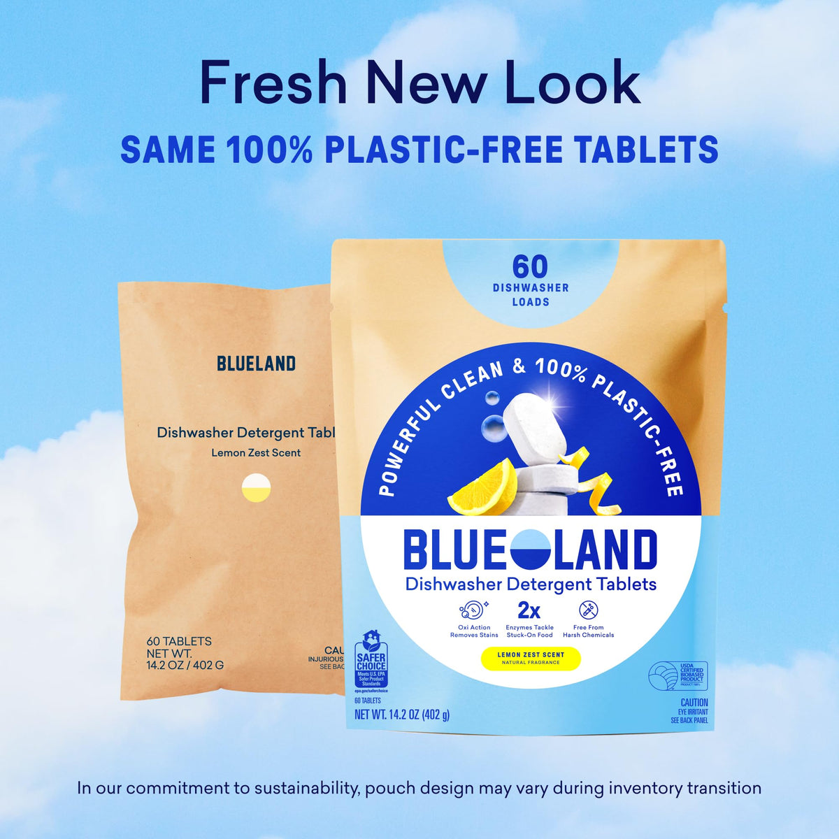 100% Plastic Free Dishwasher Detergent Tablets Set (61 Count)
