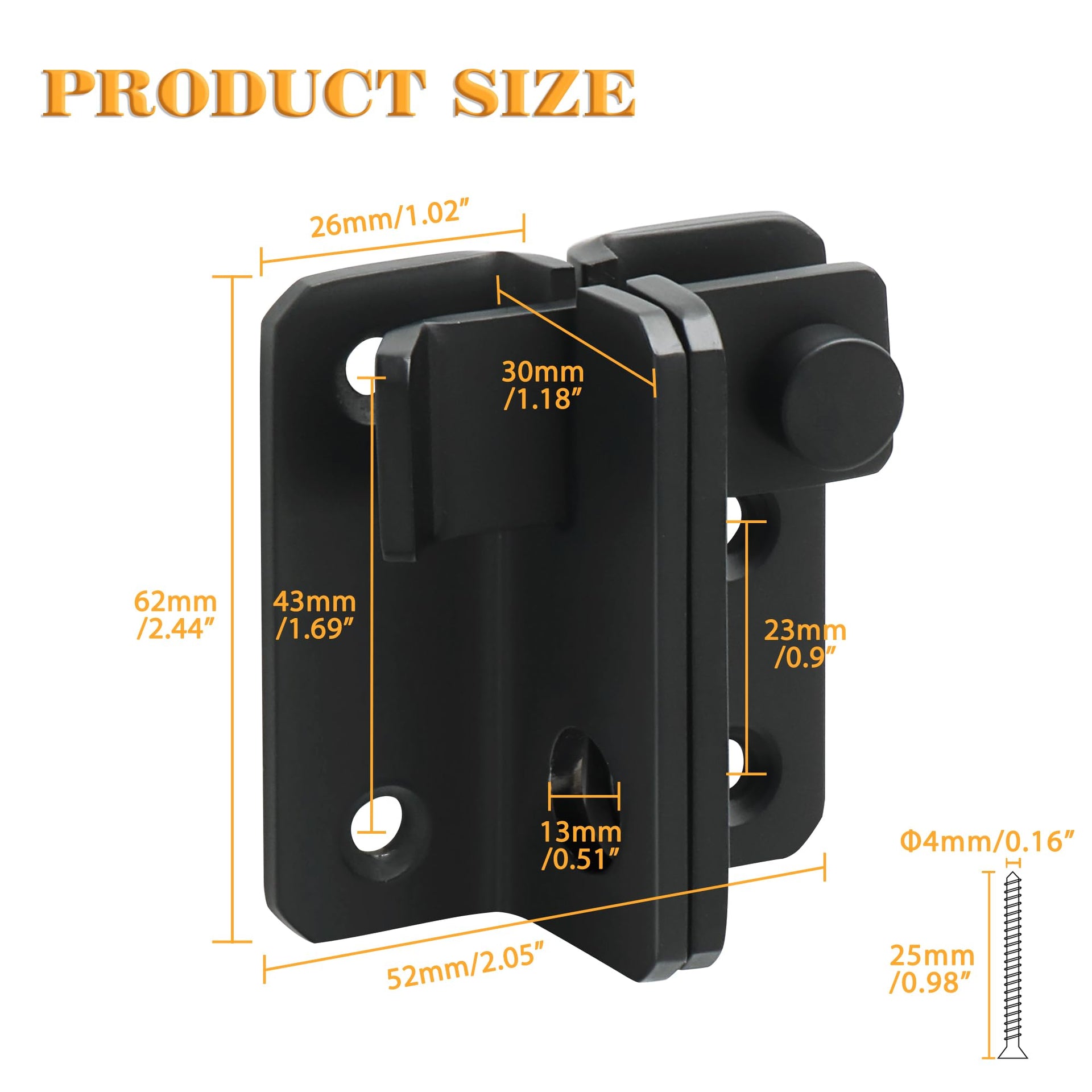 Black Flip Latch Gate Latch