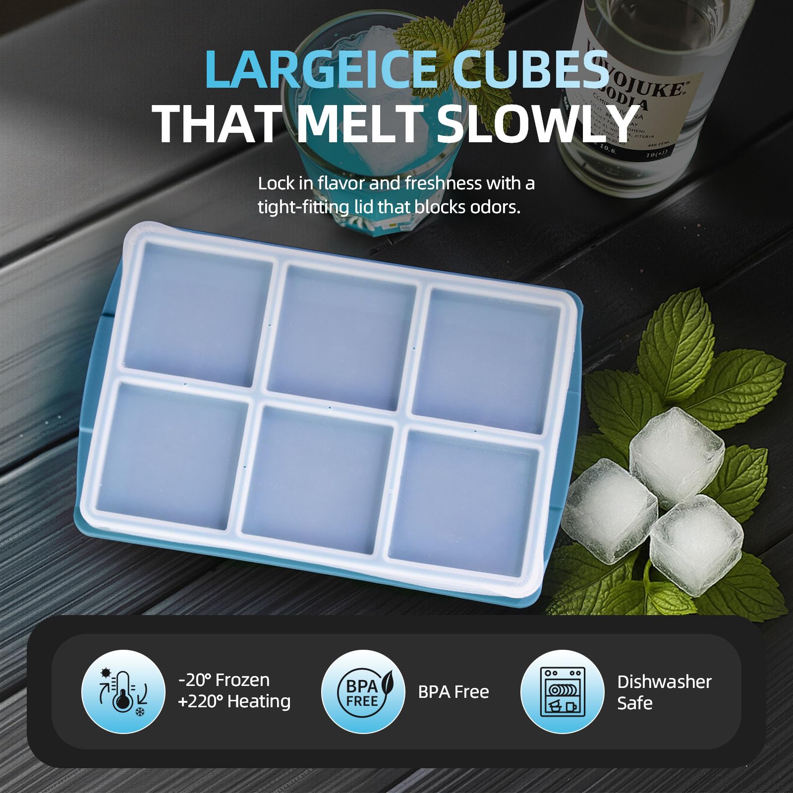 Large Ice Cube Trays for Whiskey (9.9 Ounce)
