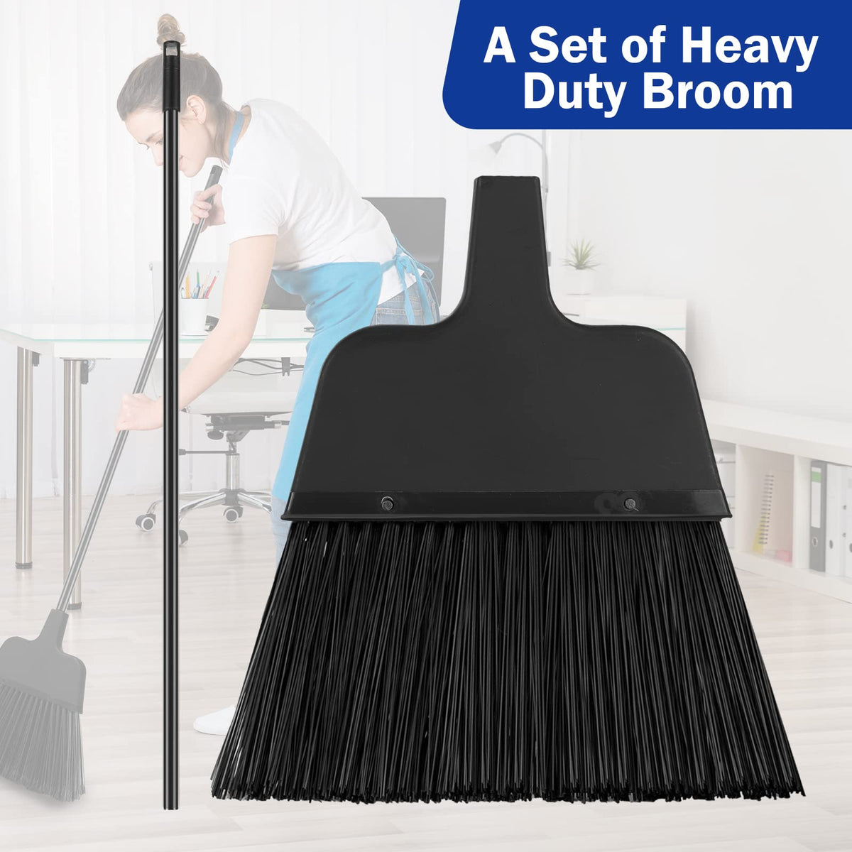 8 Pcs Outdoor Broom for Floor Cleaning 54 Inch Commercial Heavy Duty Broom Long Handle Kitchen Household Angle Brooms for Sweeper Sweeping Indoor Dust Hair Cleaner Corn Shop