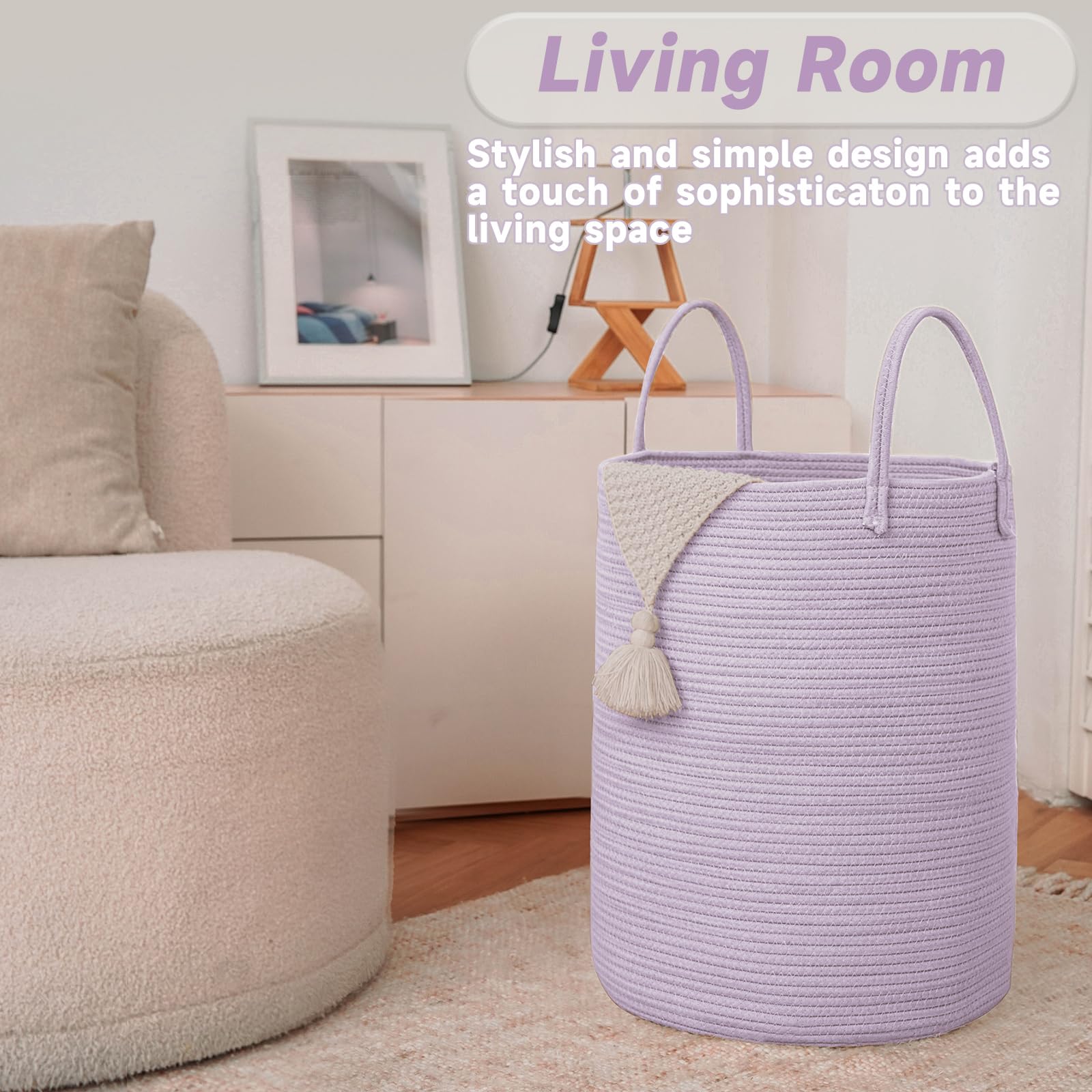 80L Cotton Rope Laundry Basket Hamper