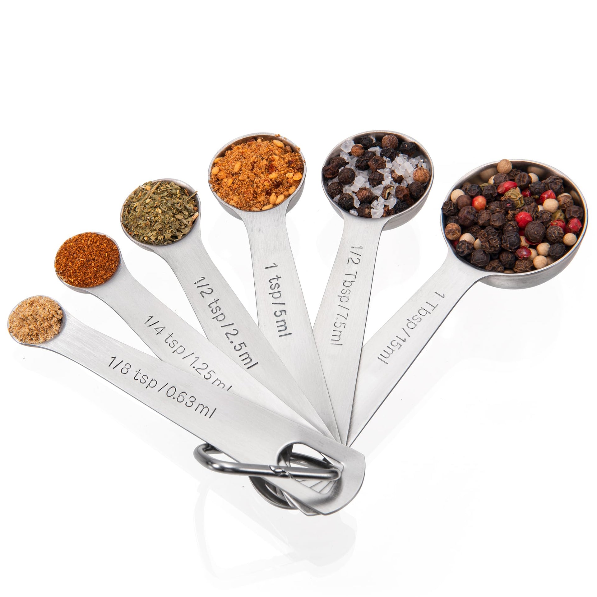 18 8 Stainless Steel Measuring Spoons with Engraved Metric (6 Count)
