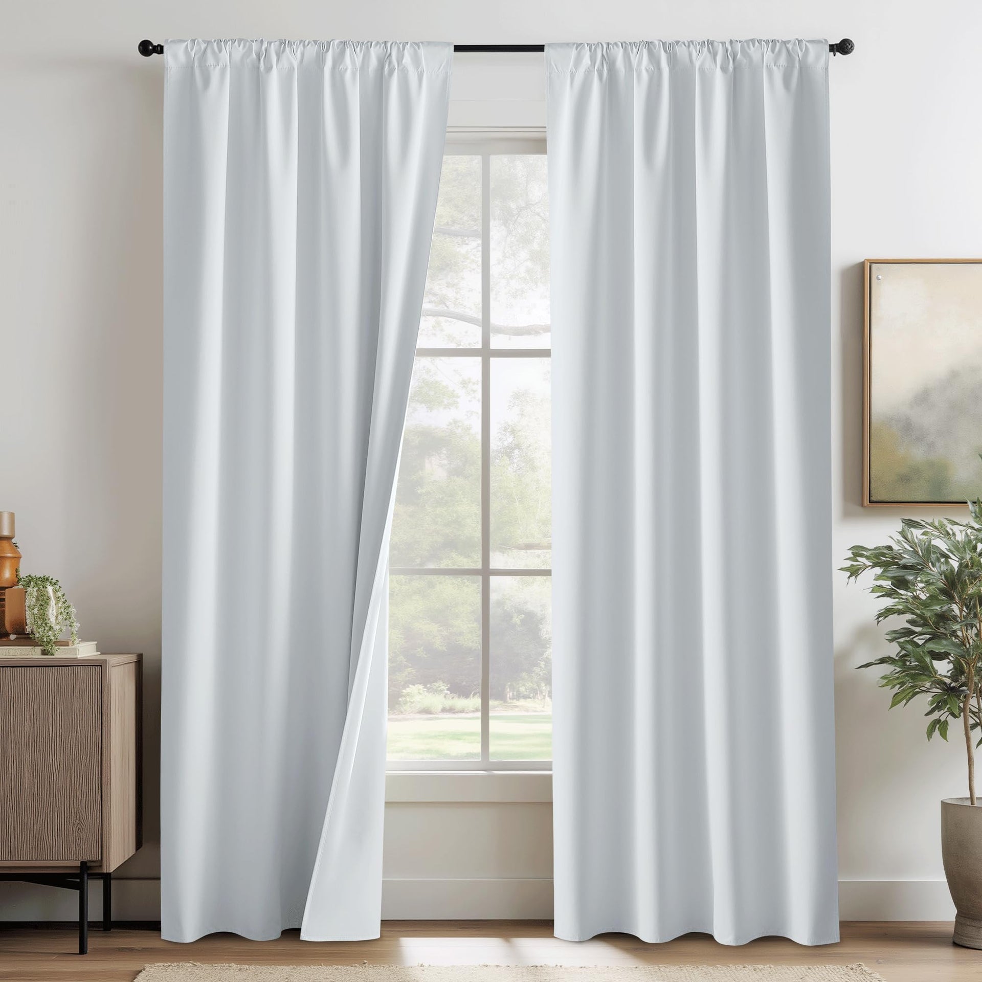 White 100% Blackout Curtains for Bedroom Living Room (2 Count)