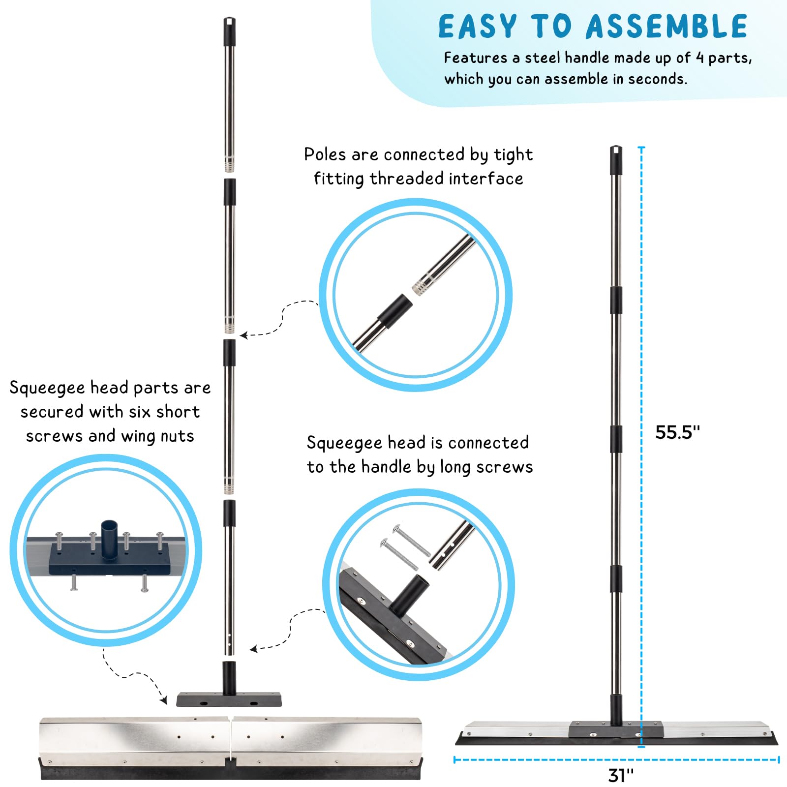 Floor Squeegee for Concrete Water Removal