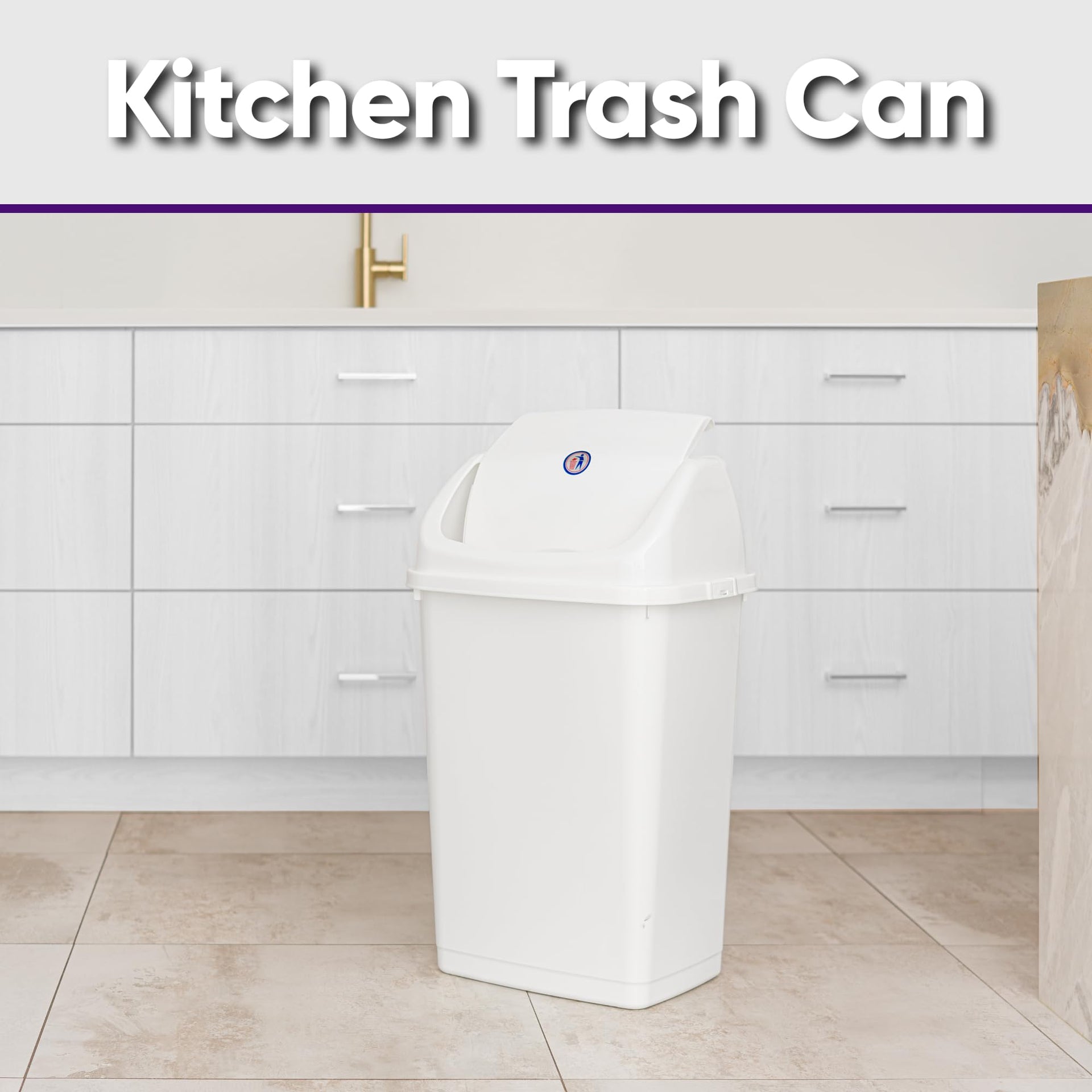 Kitchen Trash Can 13 Gallon with Swing Lid