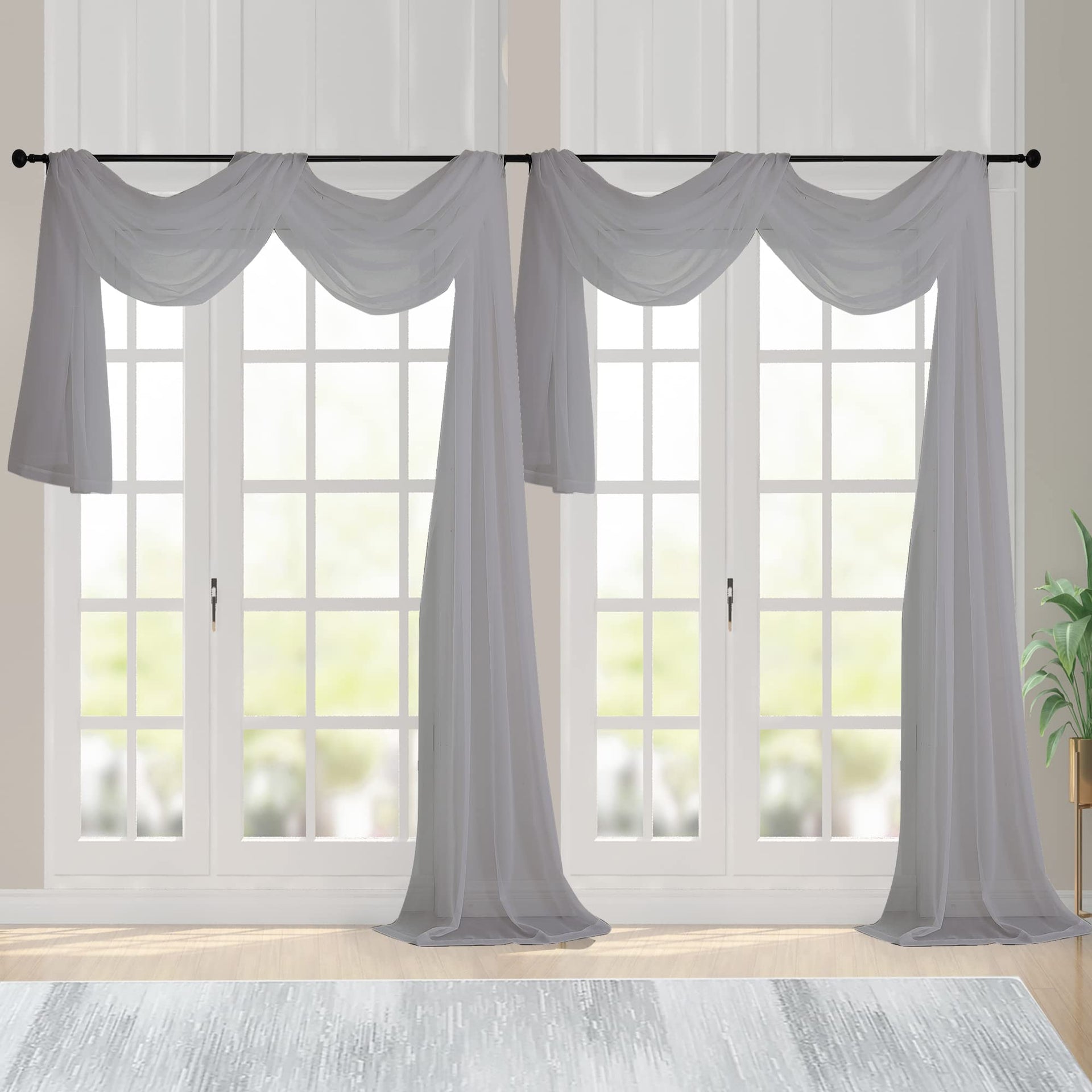 Sheer Window Curtain Panels 144 Inches Length 2 Pack