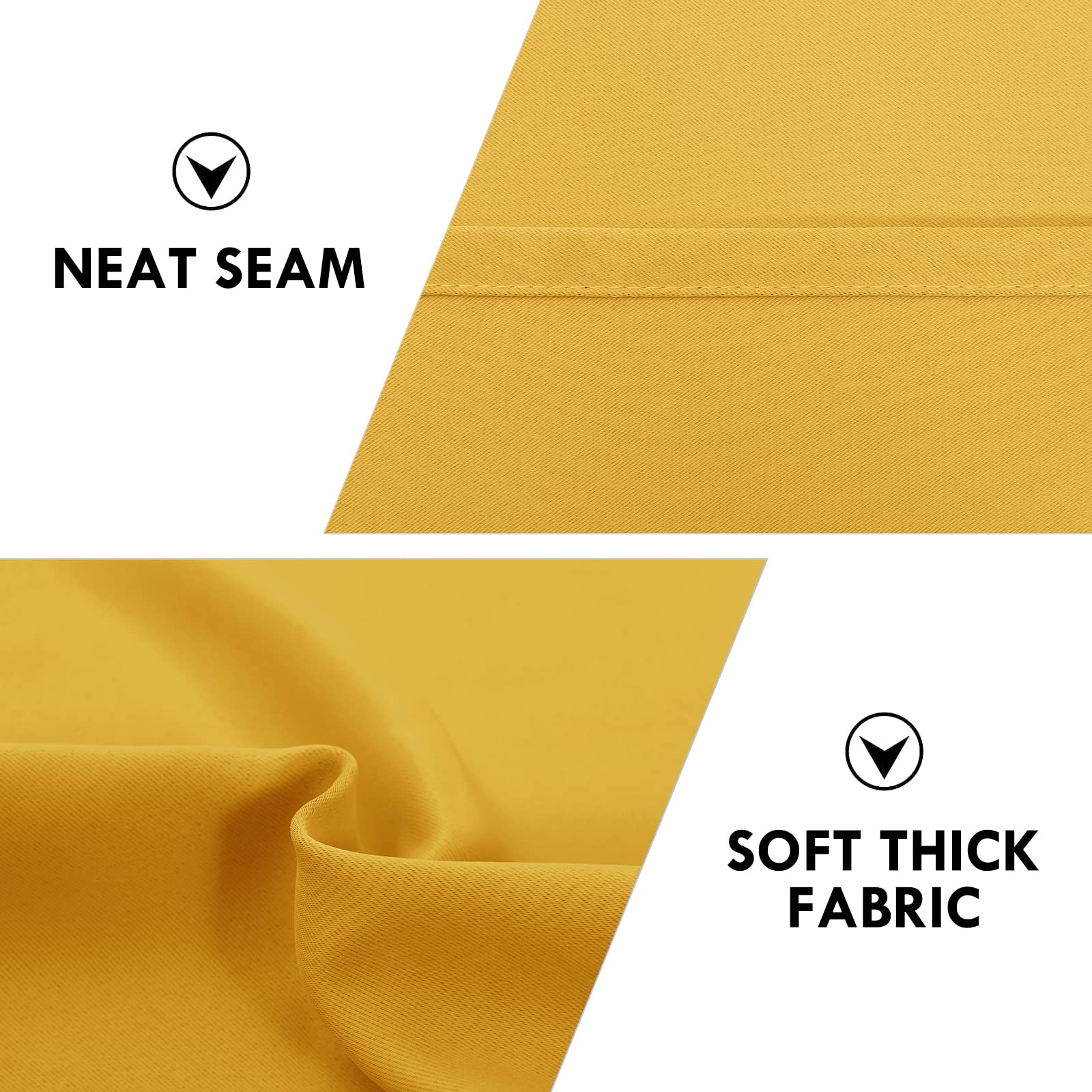 Blackout Curtains for Bedroom Living Room 38 x 54 Inch Long Yellow (2 Count)