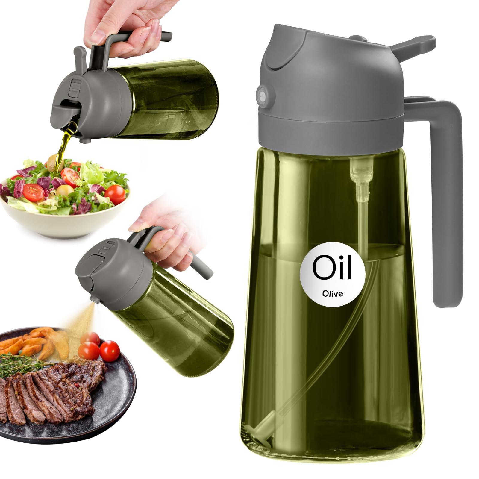 16oz 470ml Dark Green Oil Sprayer for Cooking with Stickers