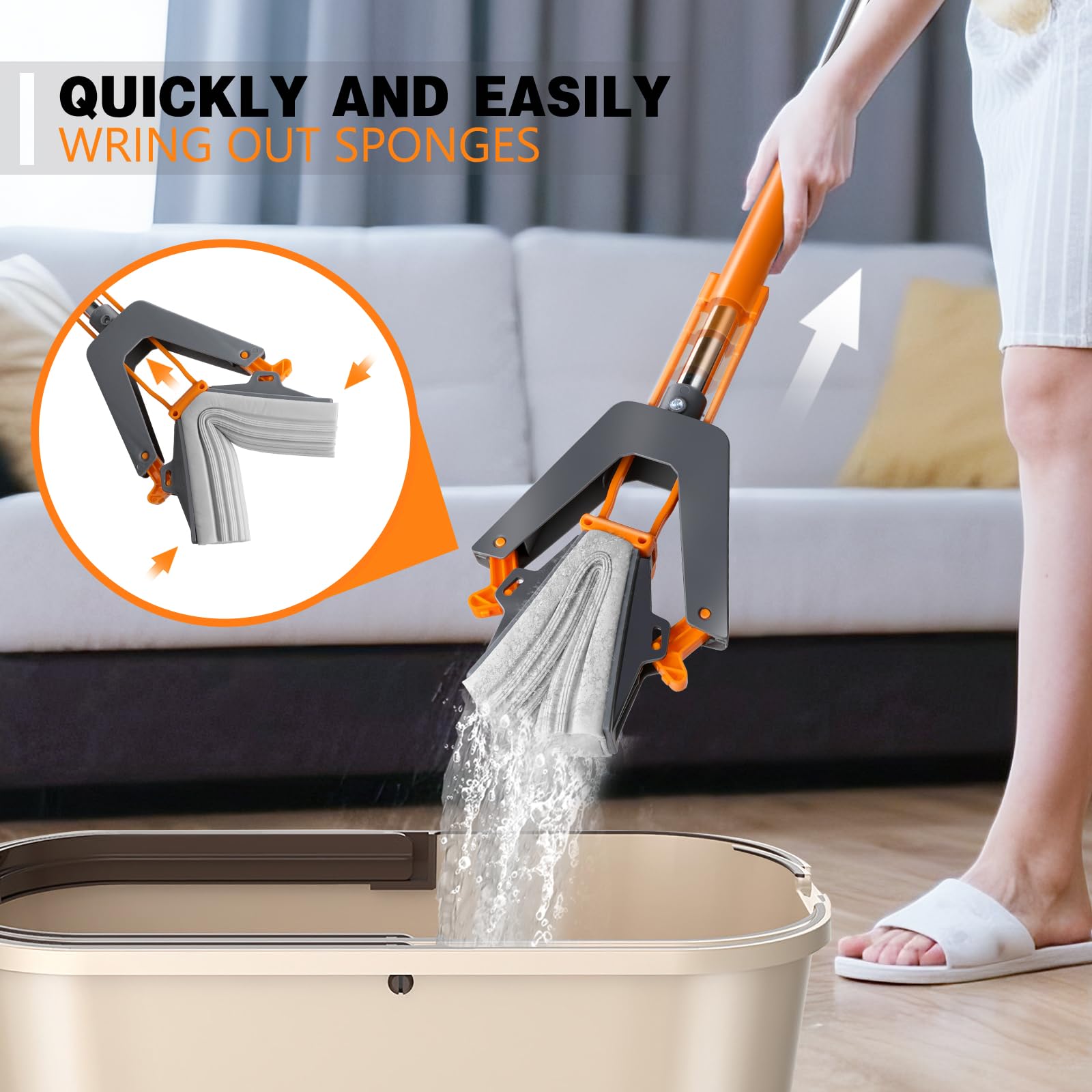 Sponge Mop Masthome PVA Squeeze Mop with 3 Absorbent Mop Refills