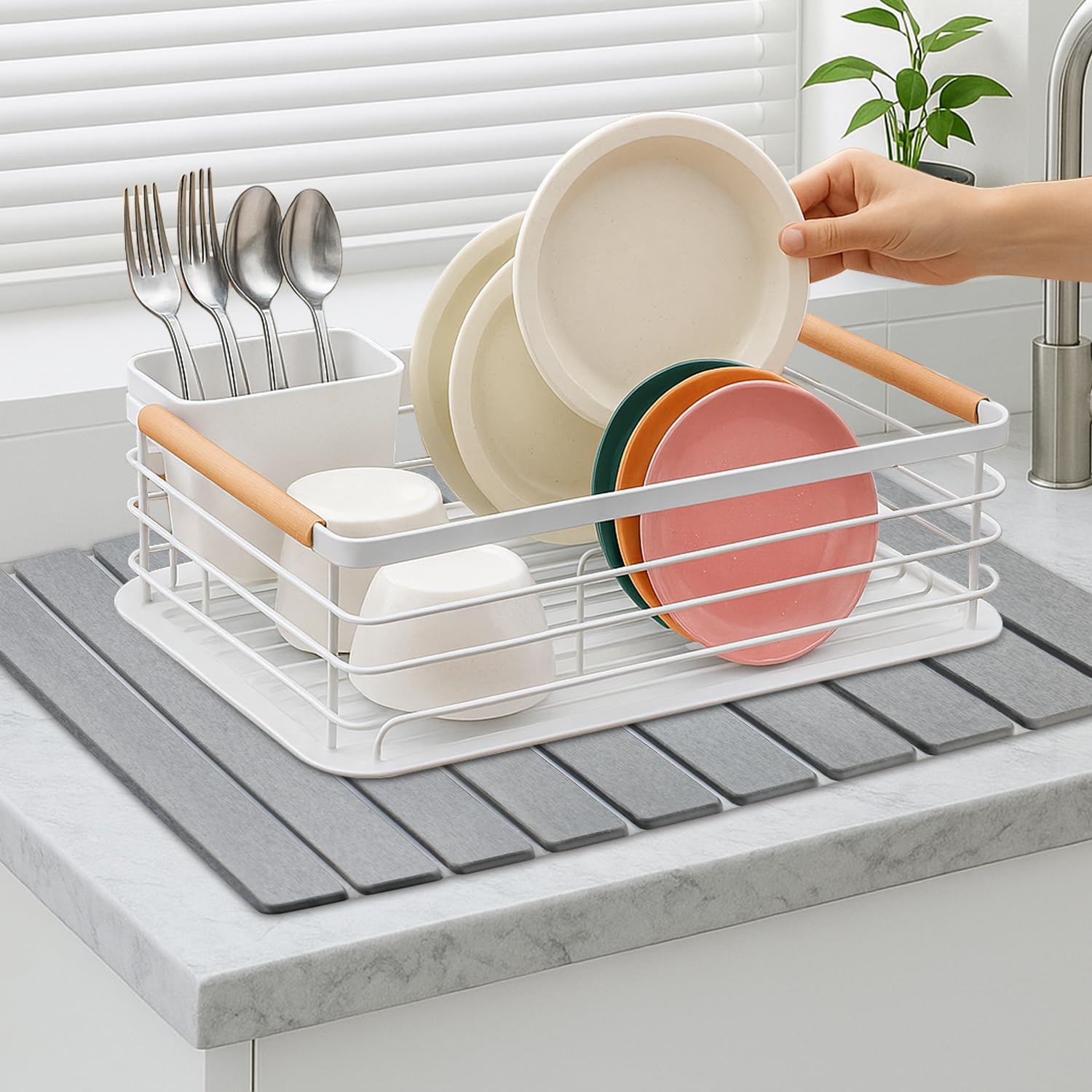Large Stone Dish Drying Mat for Kitchen Sink Diatomite Countertop Dish