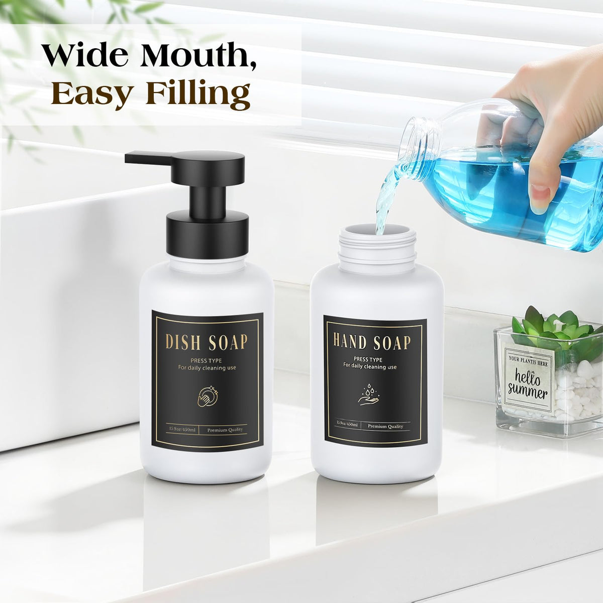 Glass Foaming Soap Dispenser 15oz Hand Soap Bottle (2 Count)