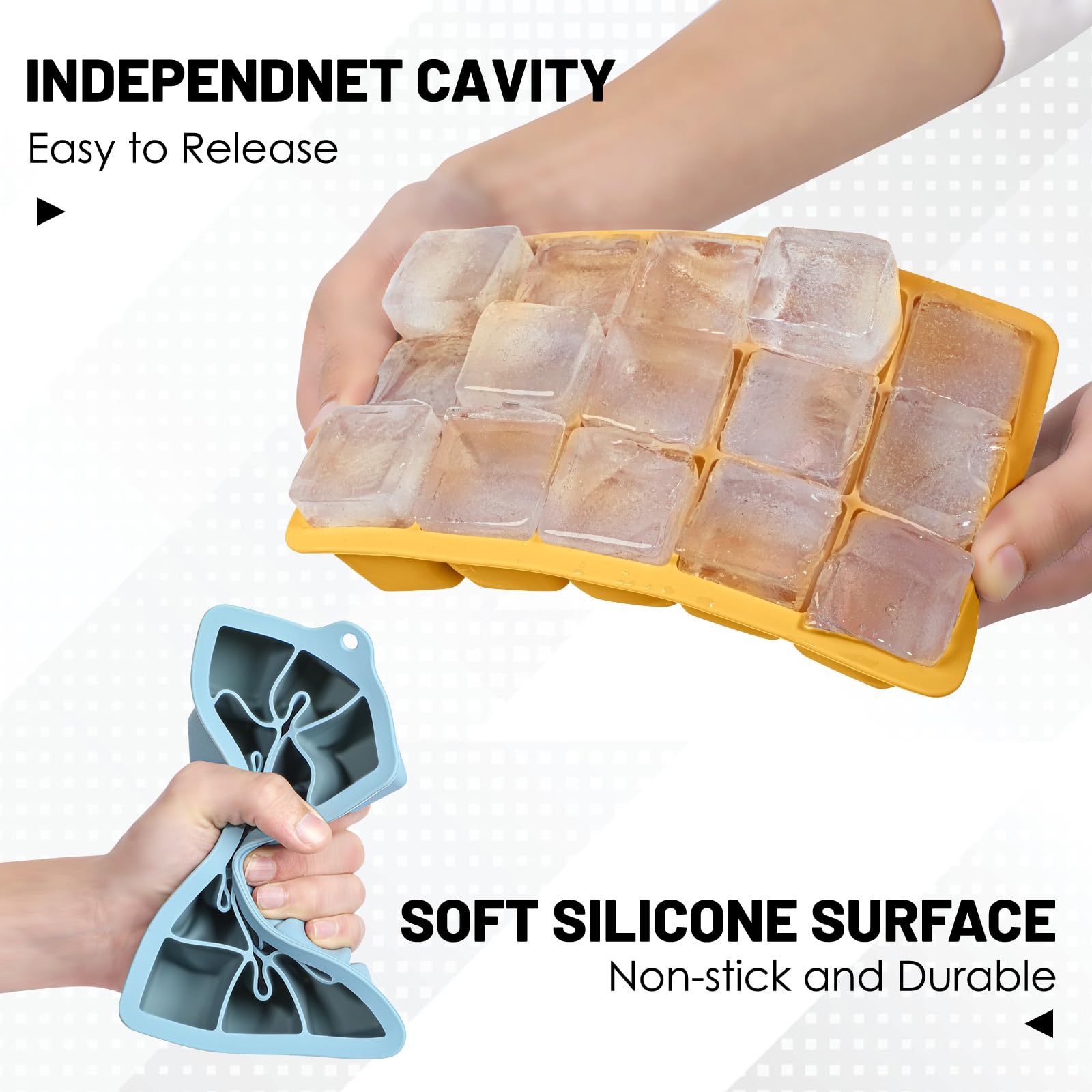 Silicone Ice Cube Trays 3Packs (3 Count)