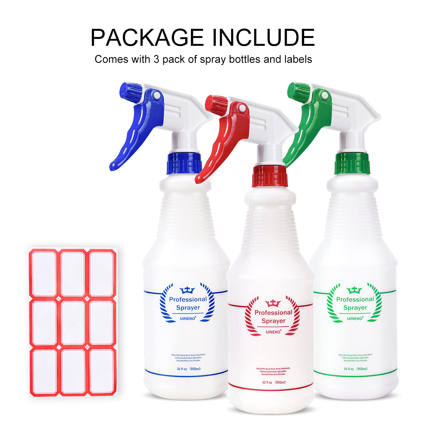 Plastic Spray Bottles 3 Pack (3 Count)