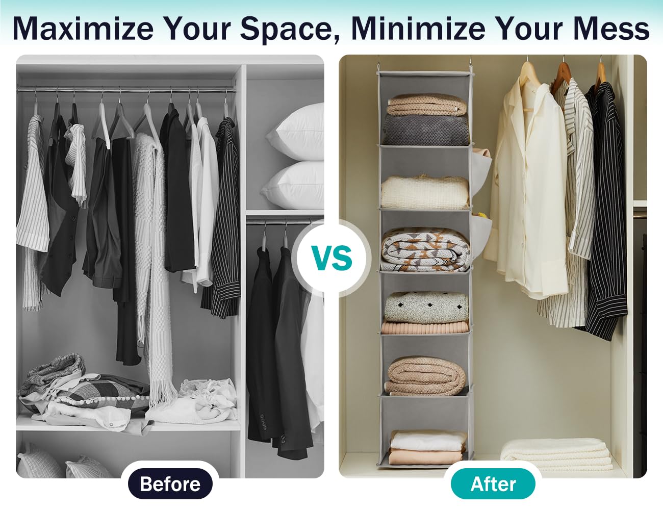 Hanging Closet Organizer and Storage (6 Count)