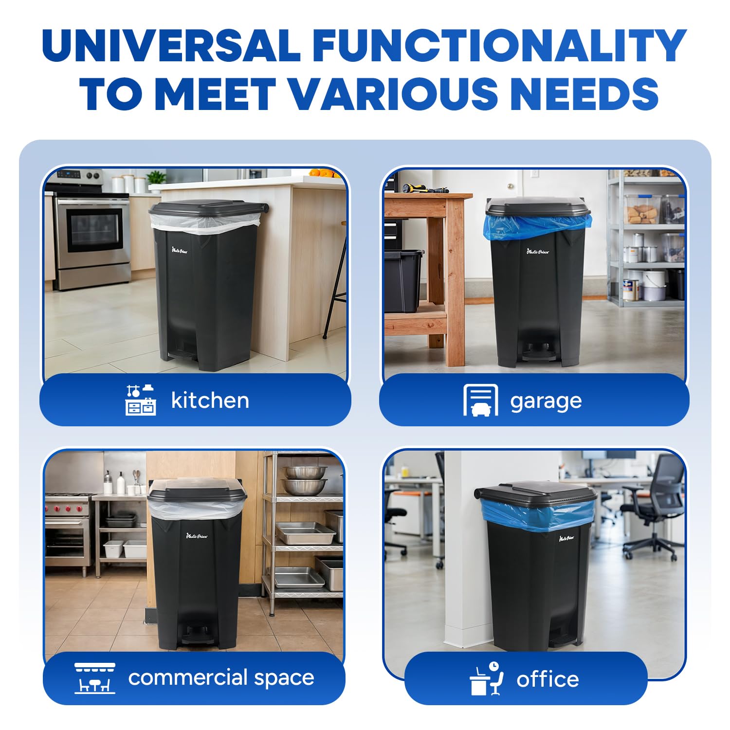 27 Gallon Step Trash Can for Kitchen