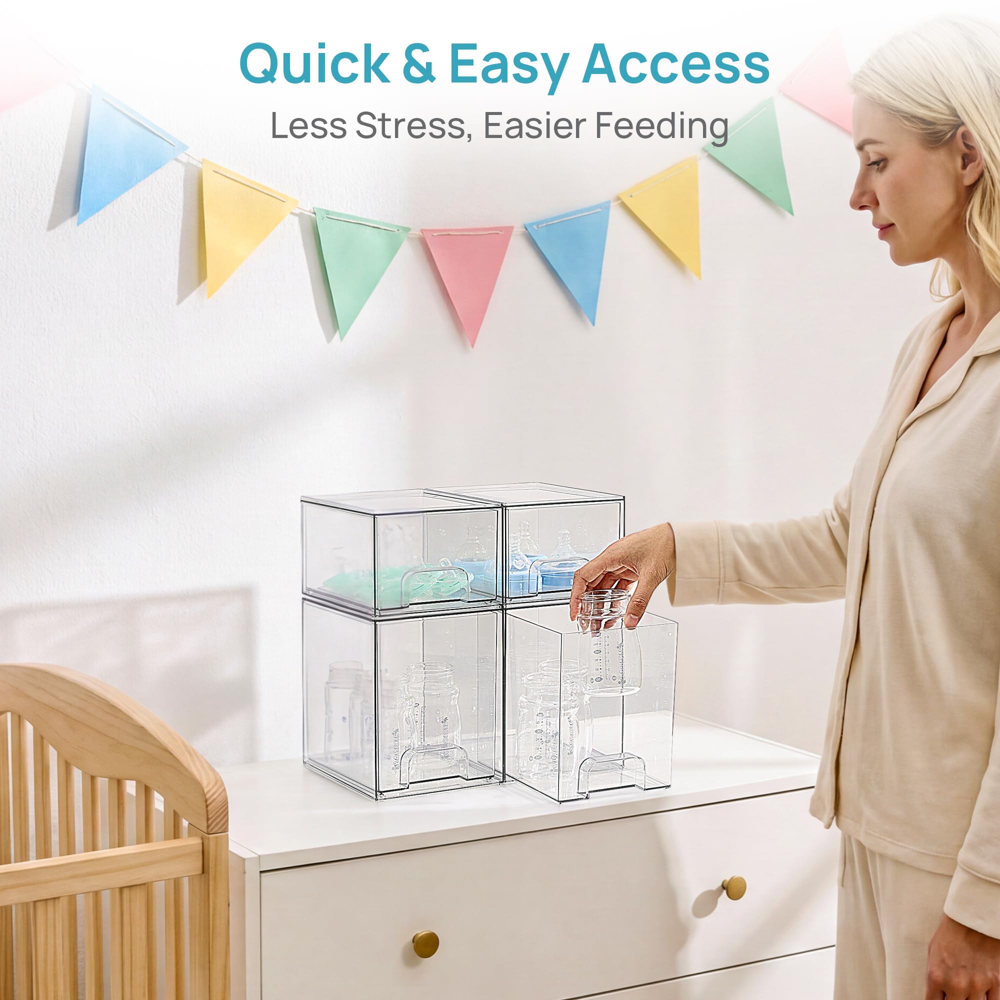 Clear Stackable Storage Drawers Set of 4 (4 Count)