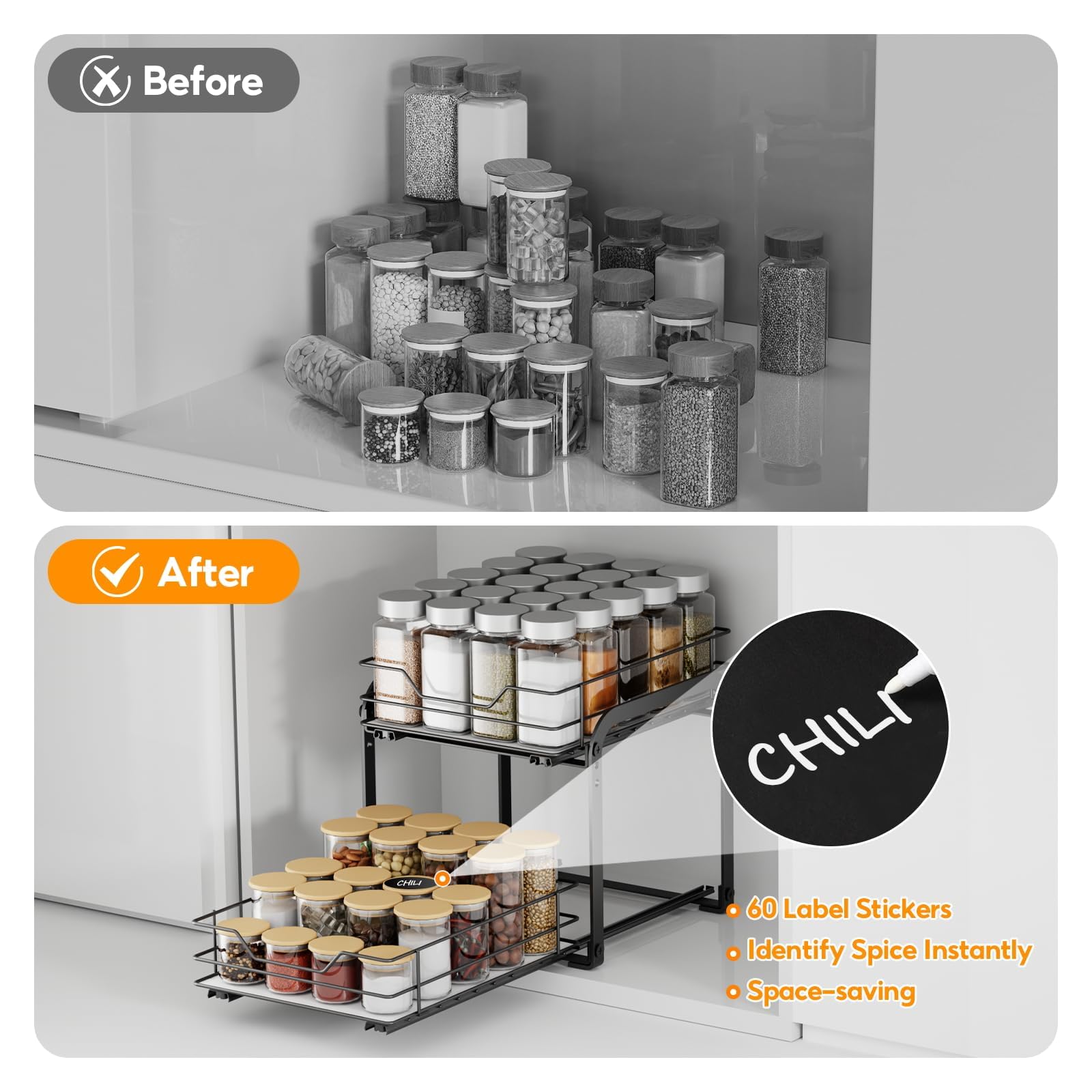 Pull Out Spice Rack Organizer for Cabinet
