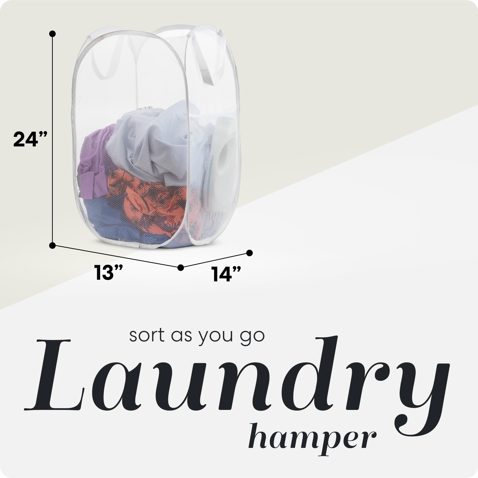 Pop Up Laundry Hamper 71L Sturdy Collapsible Mesh
