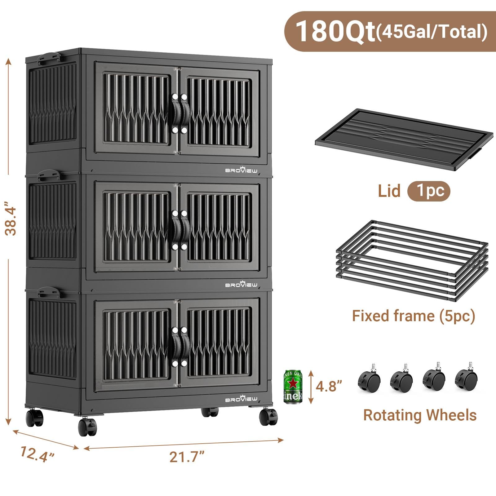 180Qt Stackable Storage Bins with Lid (3 Count)