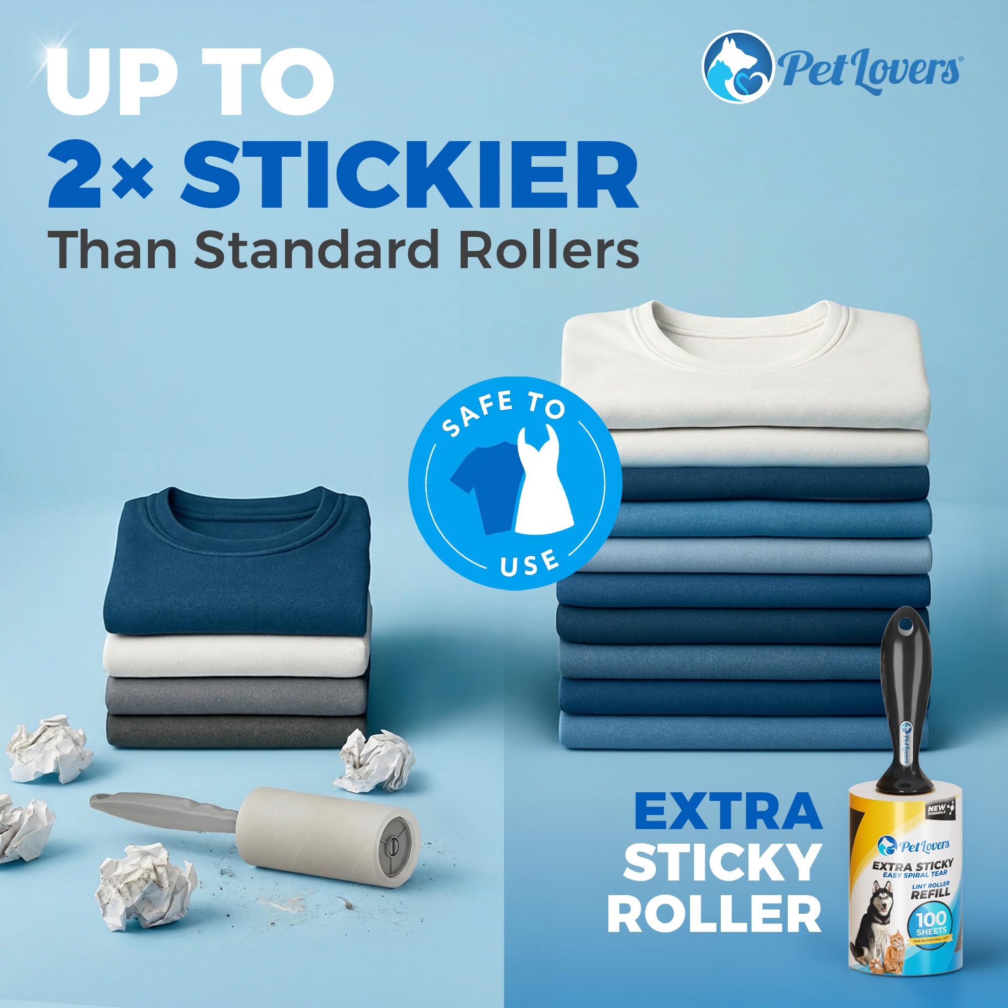Extra Sticky Lint Roller Mega Value Set 500 Sheets for Pet Hair Removal and Clothes