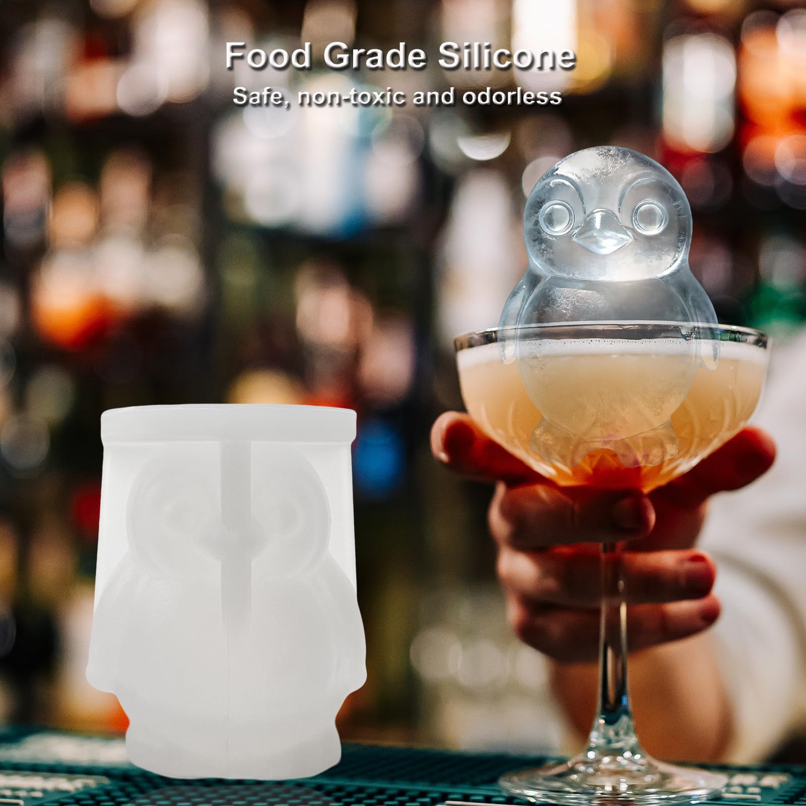 3D Penguin Ice Cube Silicone Molds Tray for Whiskey (2 Count)