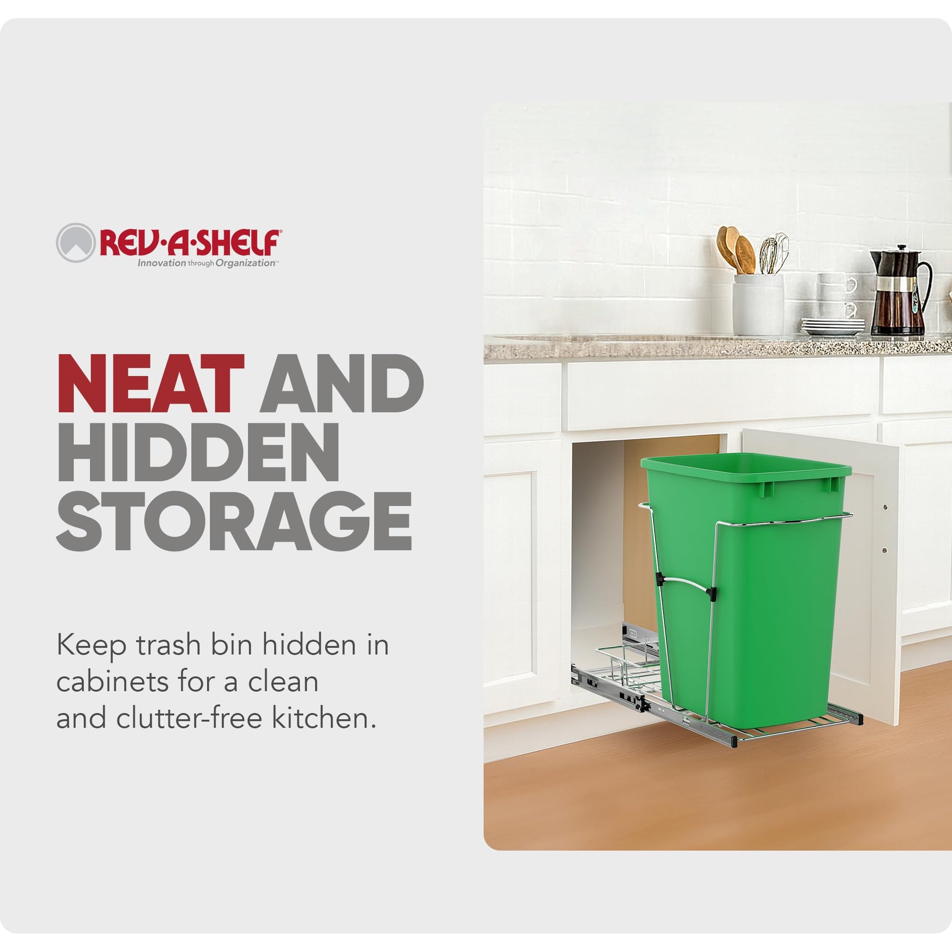 Pullout Trash Can for Kitchen Cabinets 35 Qt Garbage Waste Recycling Bin with Full Extension Slides