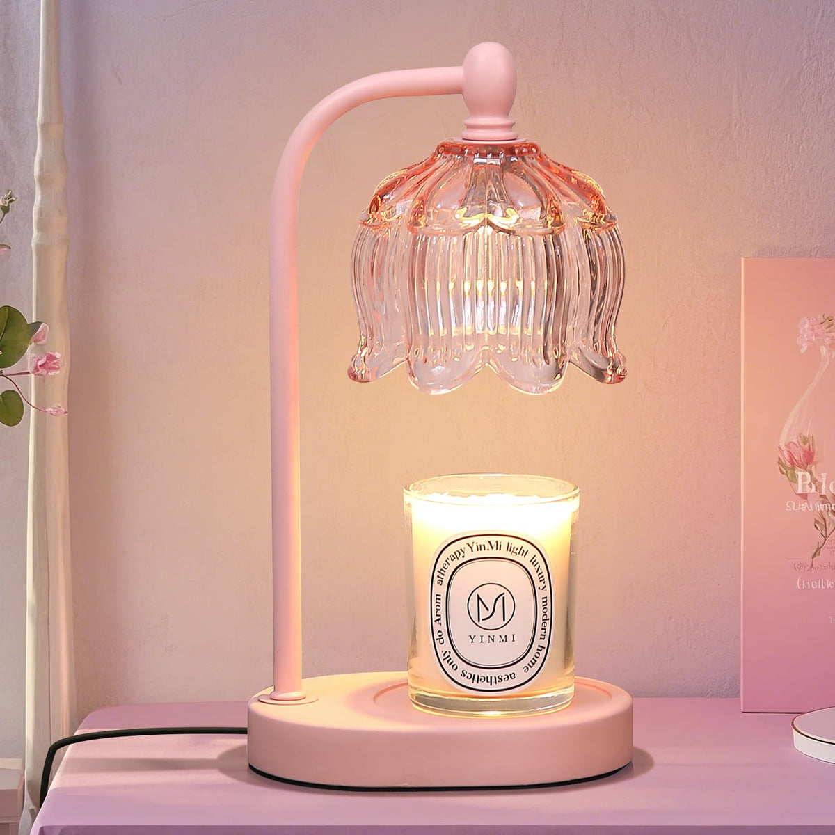Pink Candle Warmer Lamp with Timer and Dimmer
