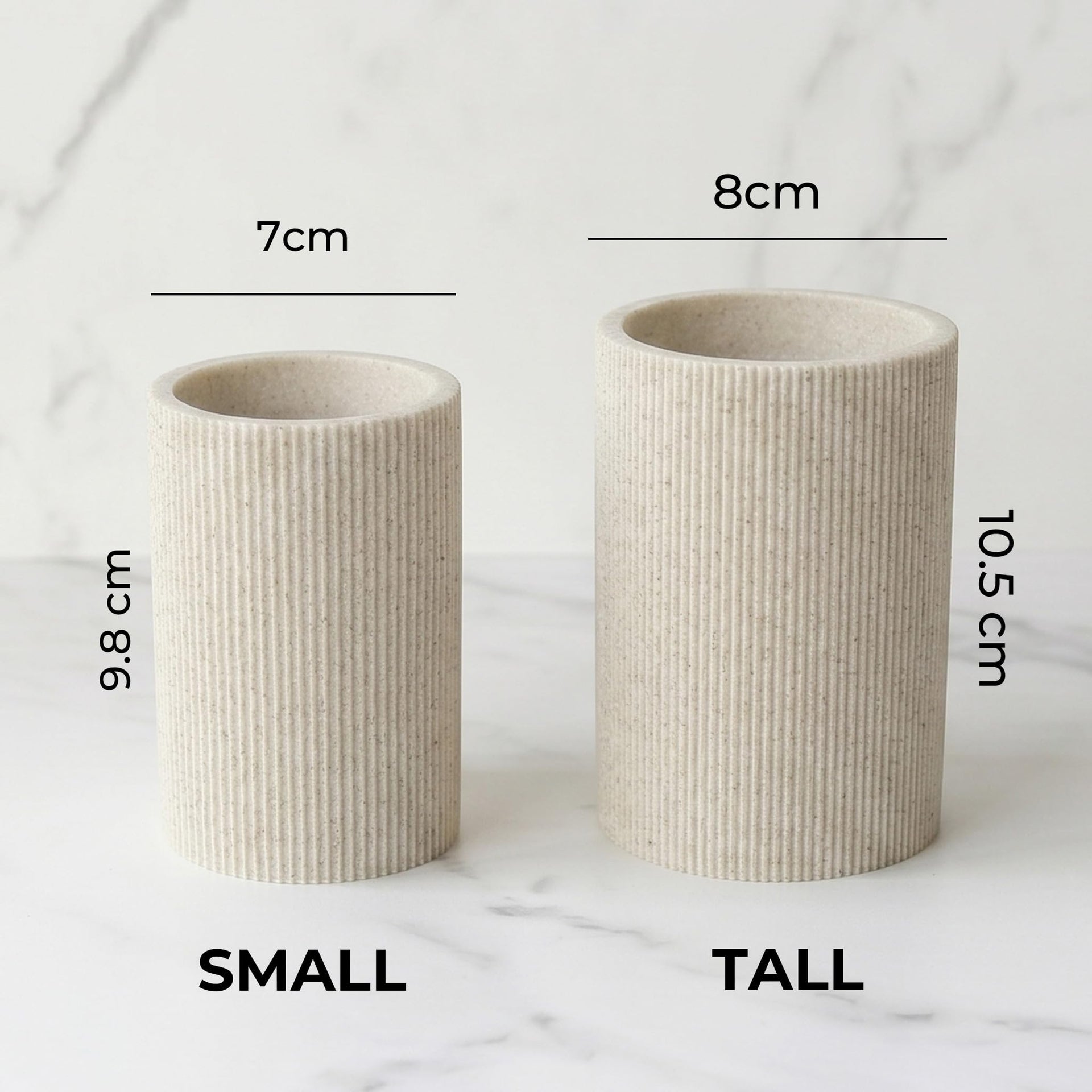 Tall Sand Beige Toothbrush Holder for Bathroom Countertop