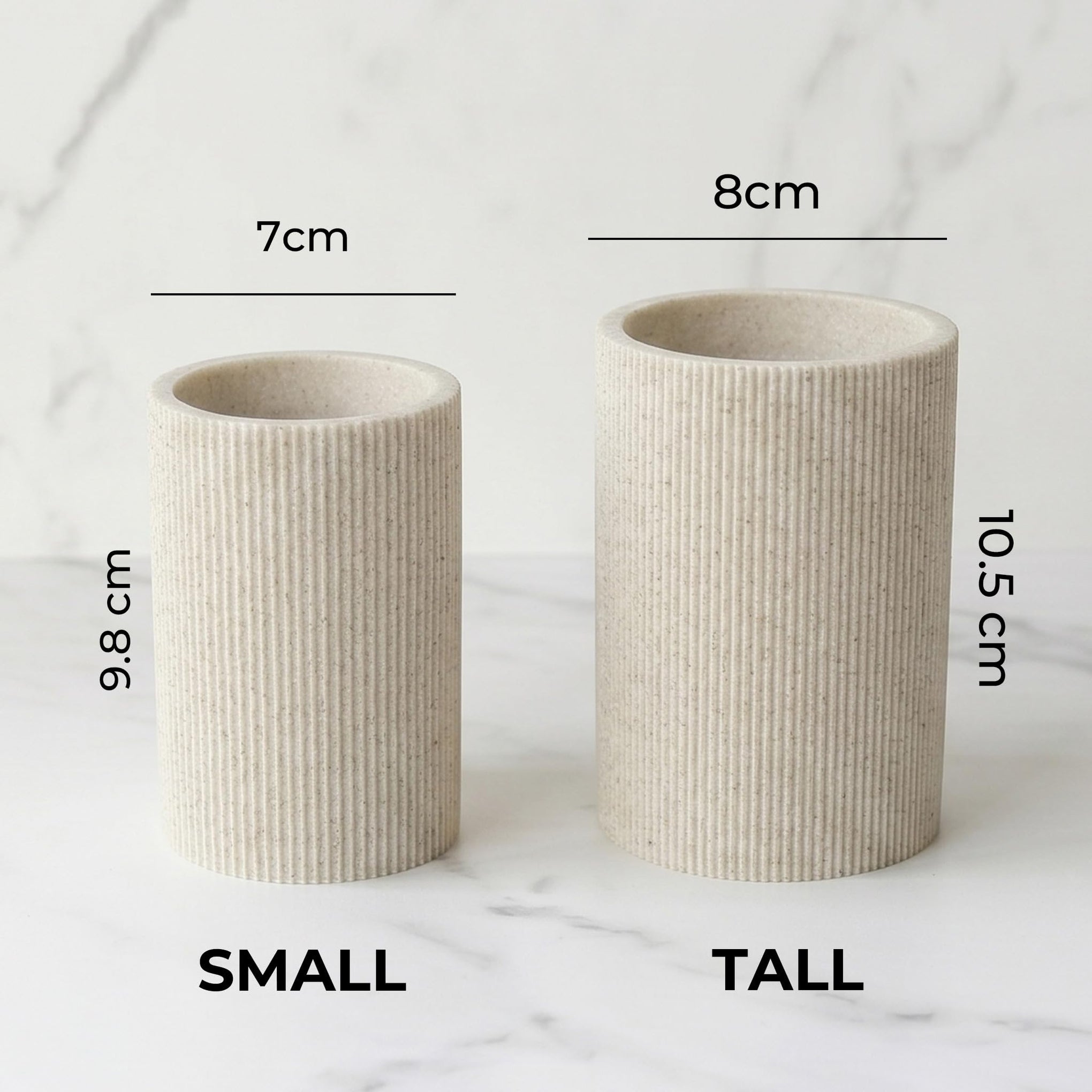 Tall Sand Beige Toothbrush Holder for Bathroom Countertop