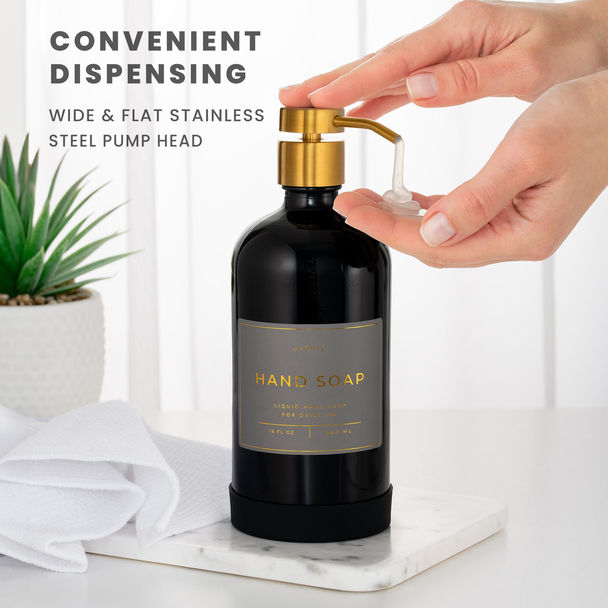 Hand and Dish Soap Dispenser for Kitchen and Bathroom (2 Count)